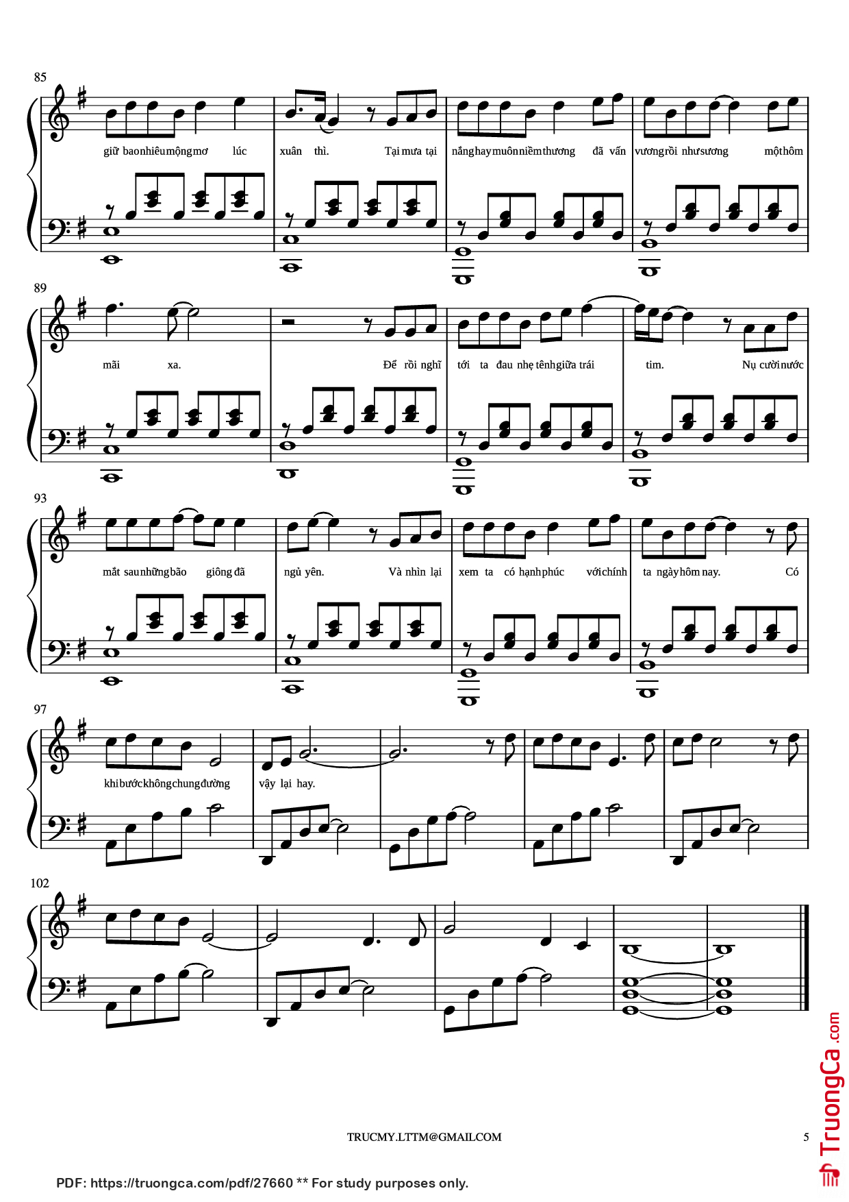 Page 5 of Sheet music PDF Piano Xuân thì Piano cover - Phan Mạnh Quỳnh