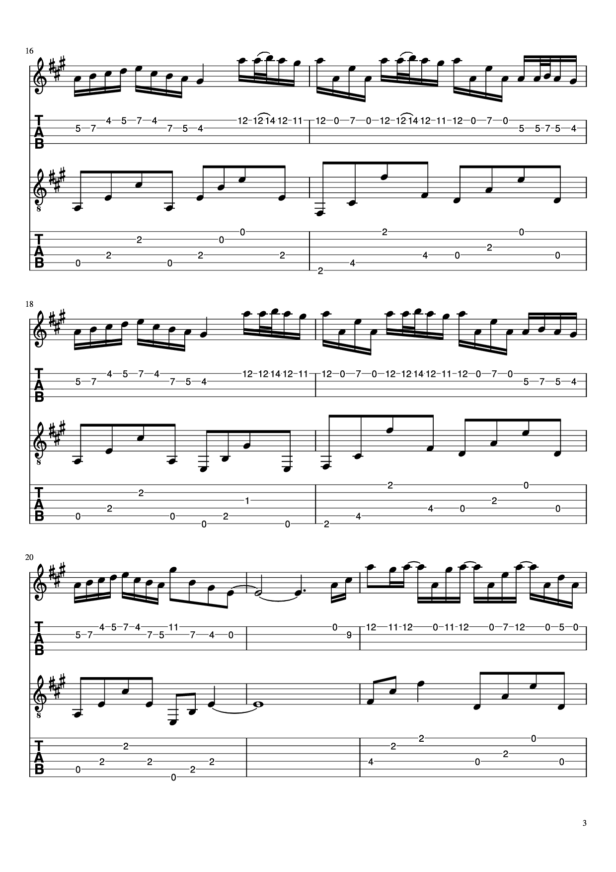 Page 3 of Sheet music PDF Guitar Tab River Flows in You - Yiruma Guitar TAB - Undefined
