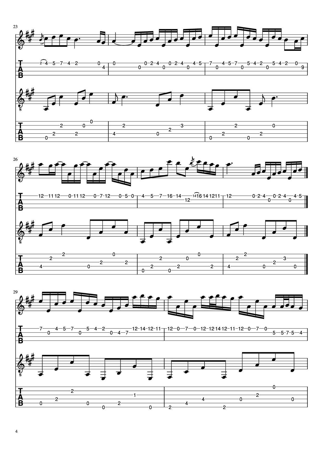 Page 4 of Sheet music PDF Guitar Tab River Flows in You - Yiruma Guitar TAB - Undefined