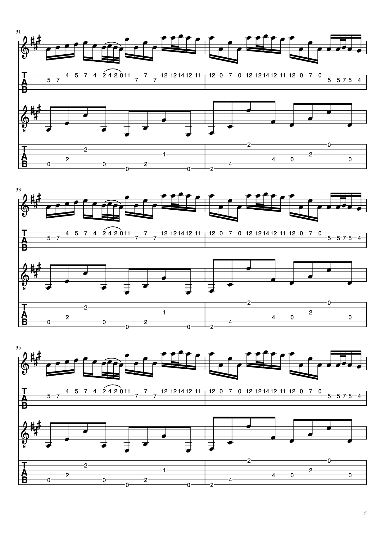 Page 5 of Sheet music PDF Guitar Tab River Flows in You - Yiruma Guitar TAB - Undefined