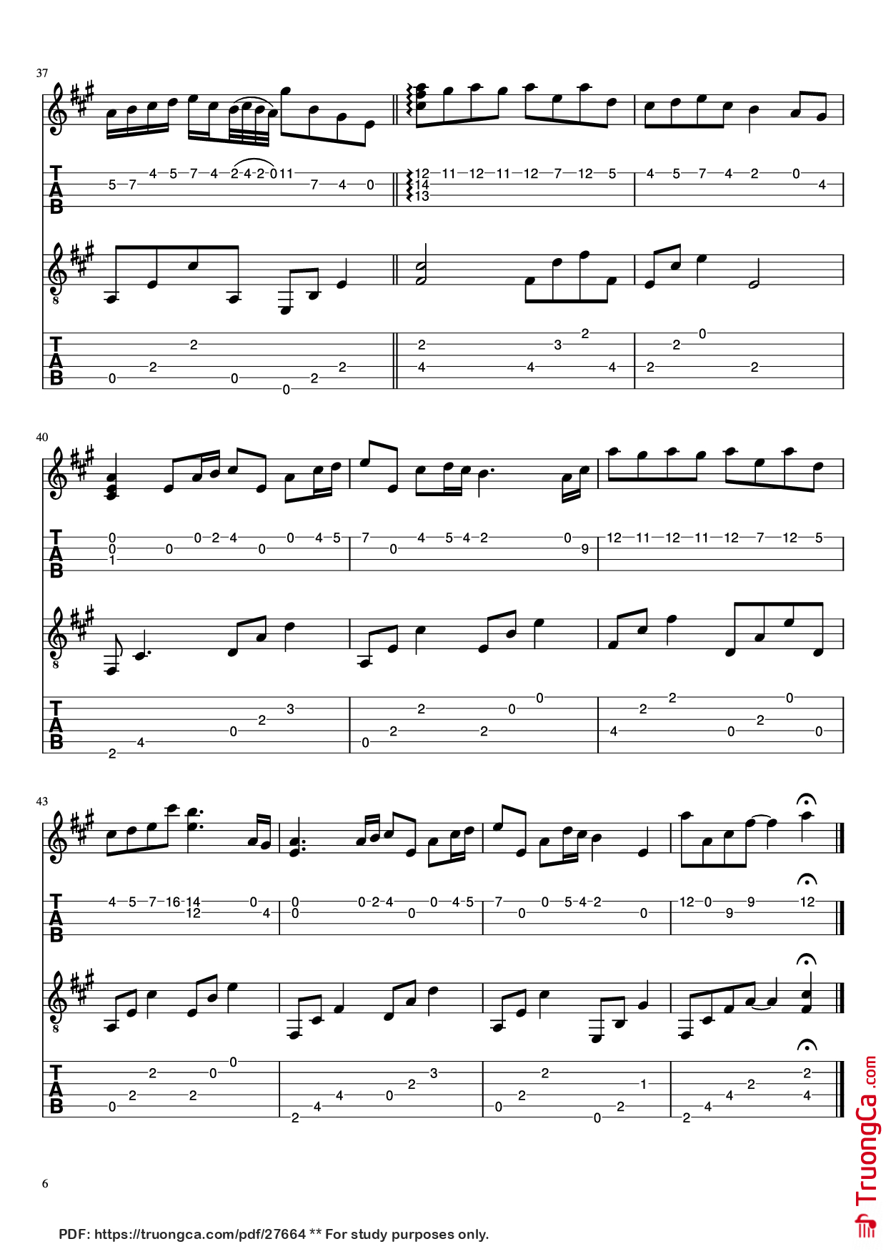 Page 6 of Sheet music PDF Guitar Tab River Flows in You - Yiruma Guitar TAB - Undefined