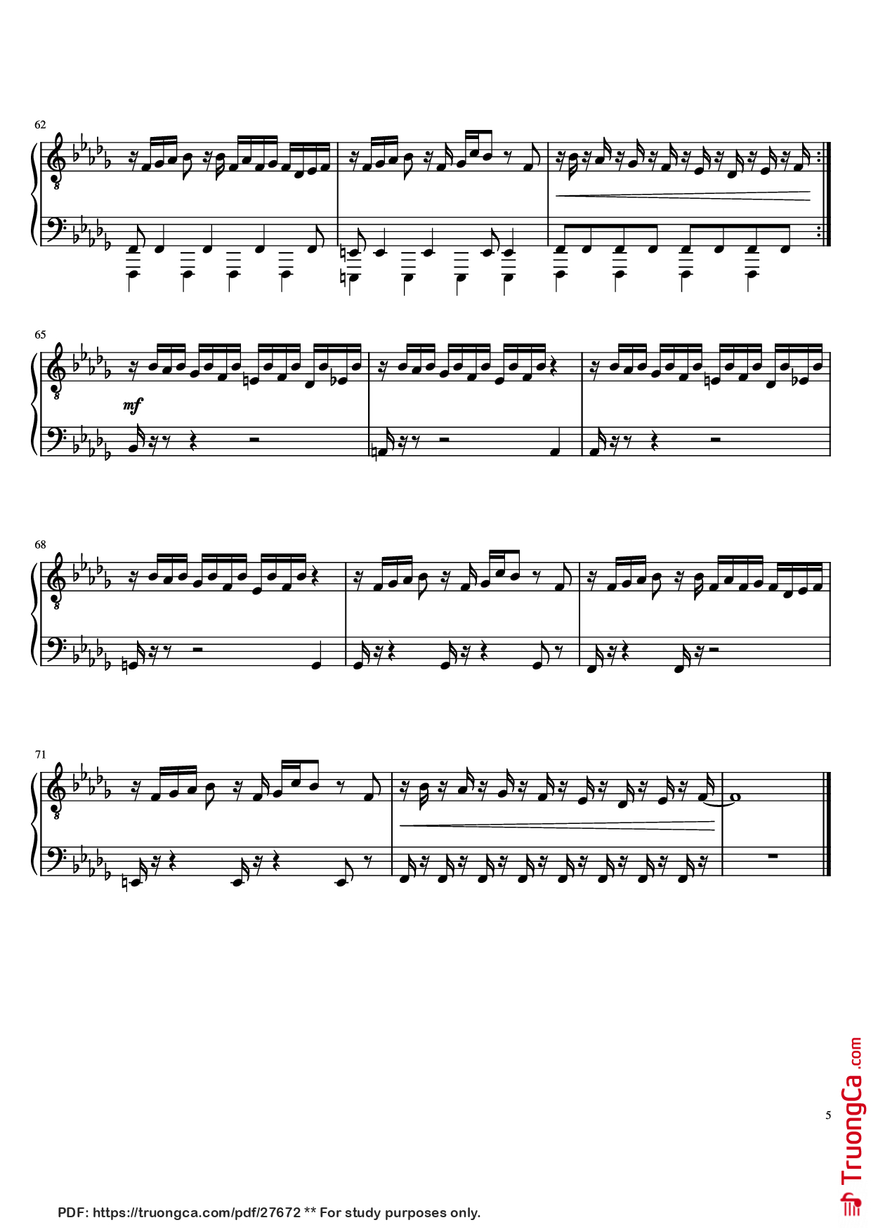Page 5 of Sheet music PDF Piano Castle Vein Piano - Heaven Pierce Her - Hakita
