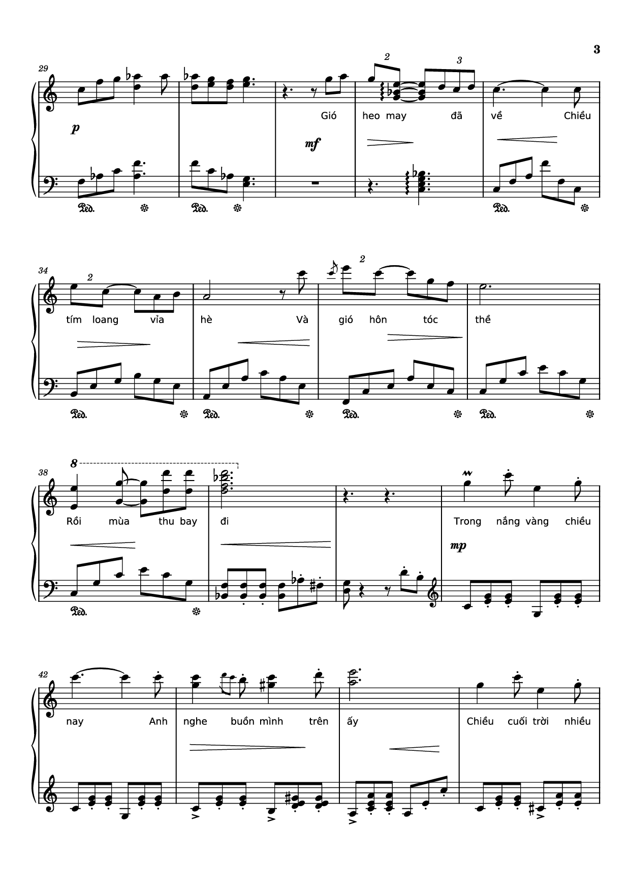 Page 3 of Sheet music PDF Piano Nhìn những mùa thu đi Piano - Trịnh Công Sơn