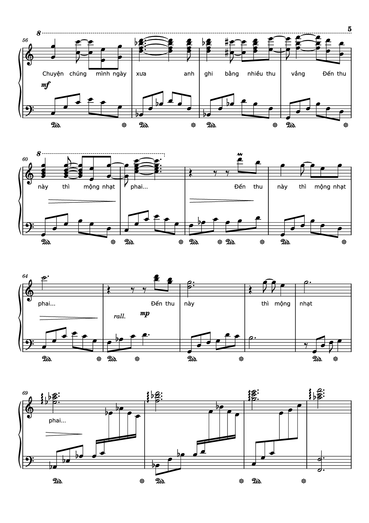 Page 5 of Sheet music PDF Piano Nhìn những mùa thu đi Piano - Trịnh Công Sơn