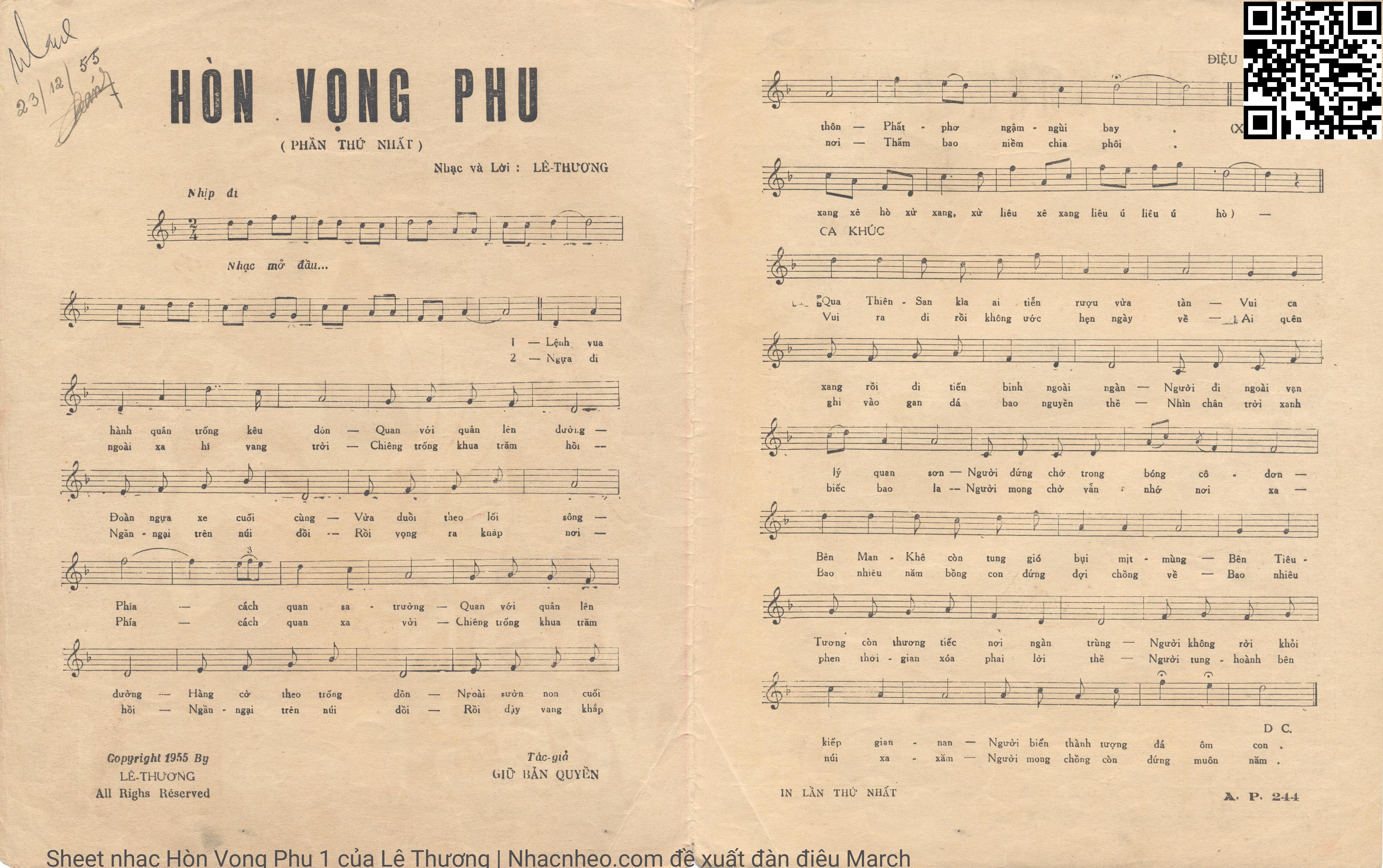 Page 2 of Sheet music PDF Hòn Vọng Phu 1 - Lê Thương