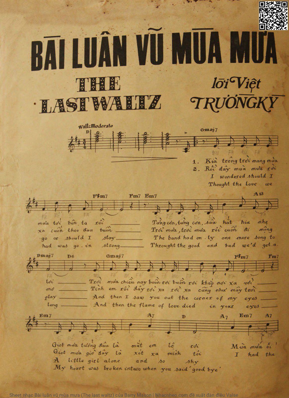 Page 2 of Sheet music PDF Bài luân vũ mùa mưa (The last waltz) - Barry Mason