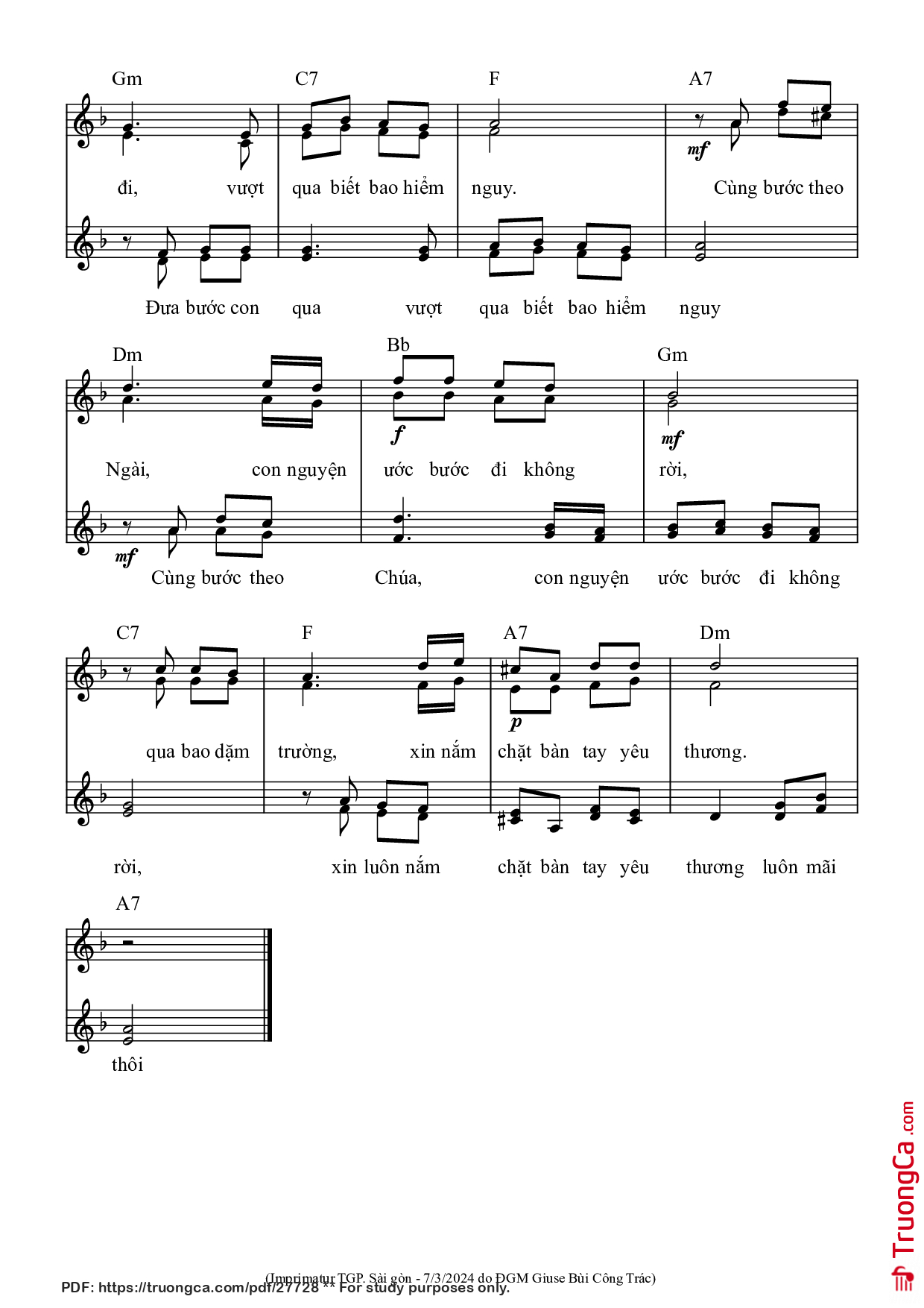 Page 2 of Sheet music PDF Bàn tay yêu thương - Tuấn Cường