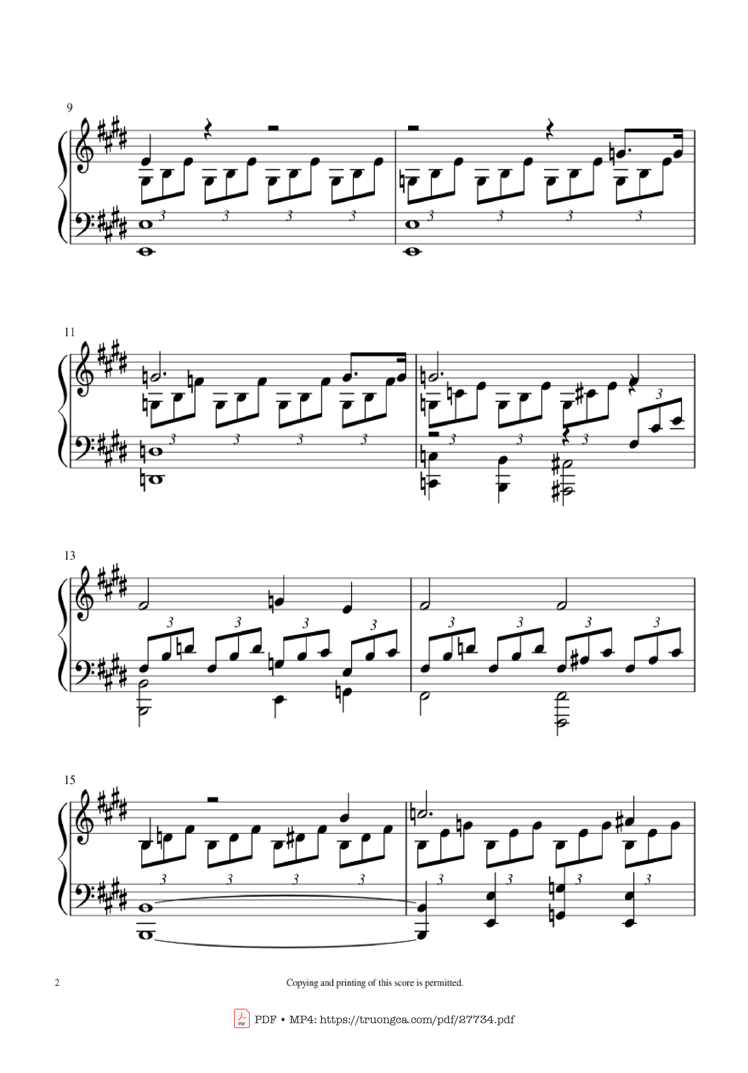 Page 2 of Sheet music PDF Piano Moonlight Sonata 1st Movement Piano - Ludwig Van Beethoven