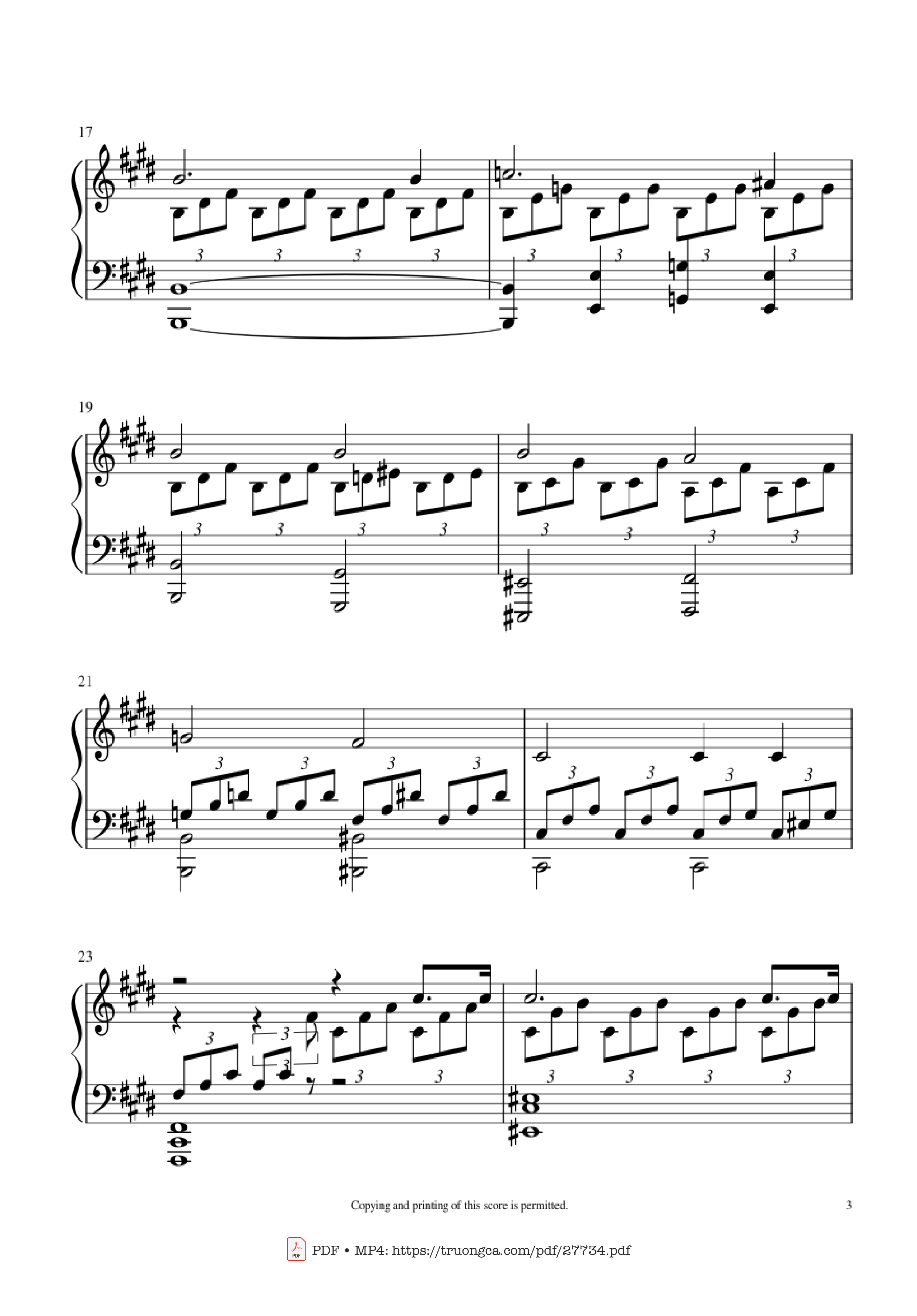 Page 3 of Sheet music PDF Piano Moonlight Sonata 1st Movement Piano - Ludwig Van Beethoven