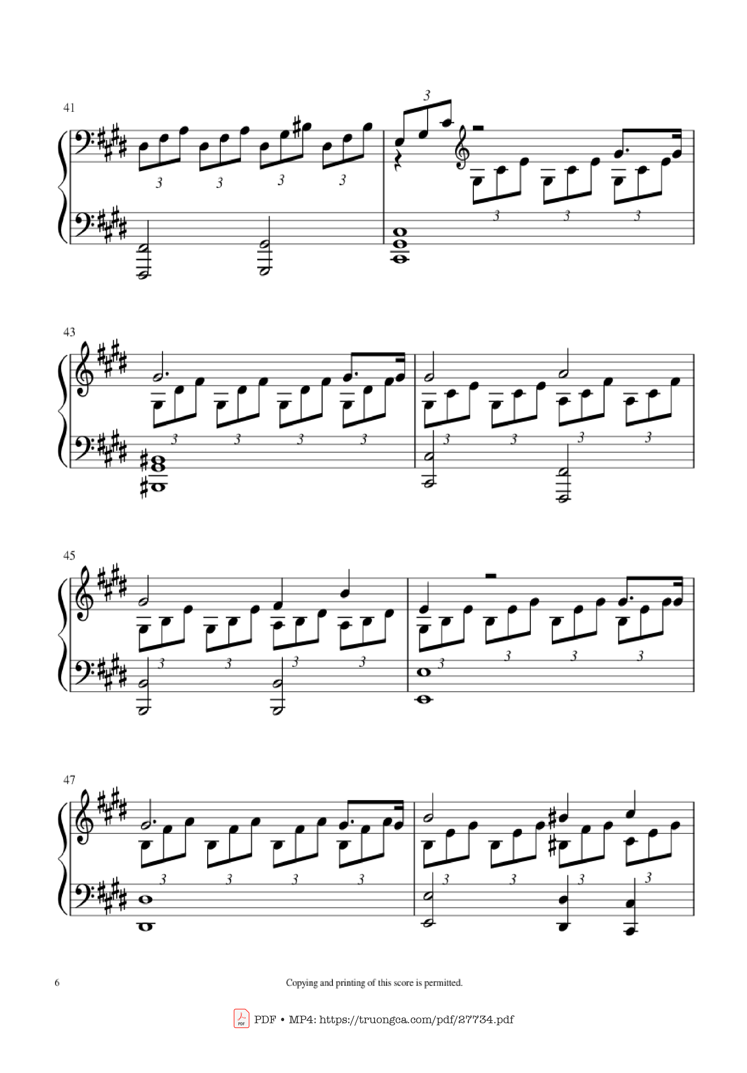 Page 6 of Sheet music PDF Piano Moonlight Sonata 1st Movement Piano - Ludwig Van Beethoven
