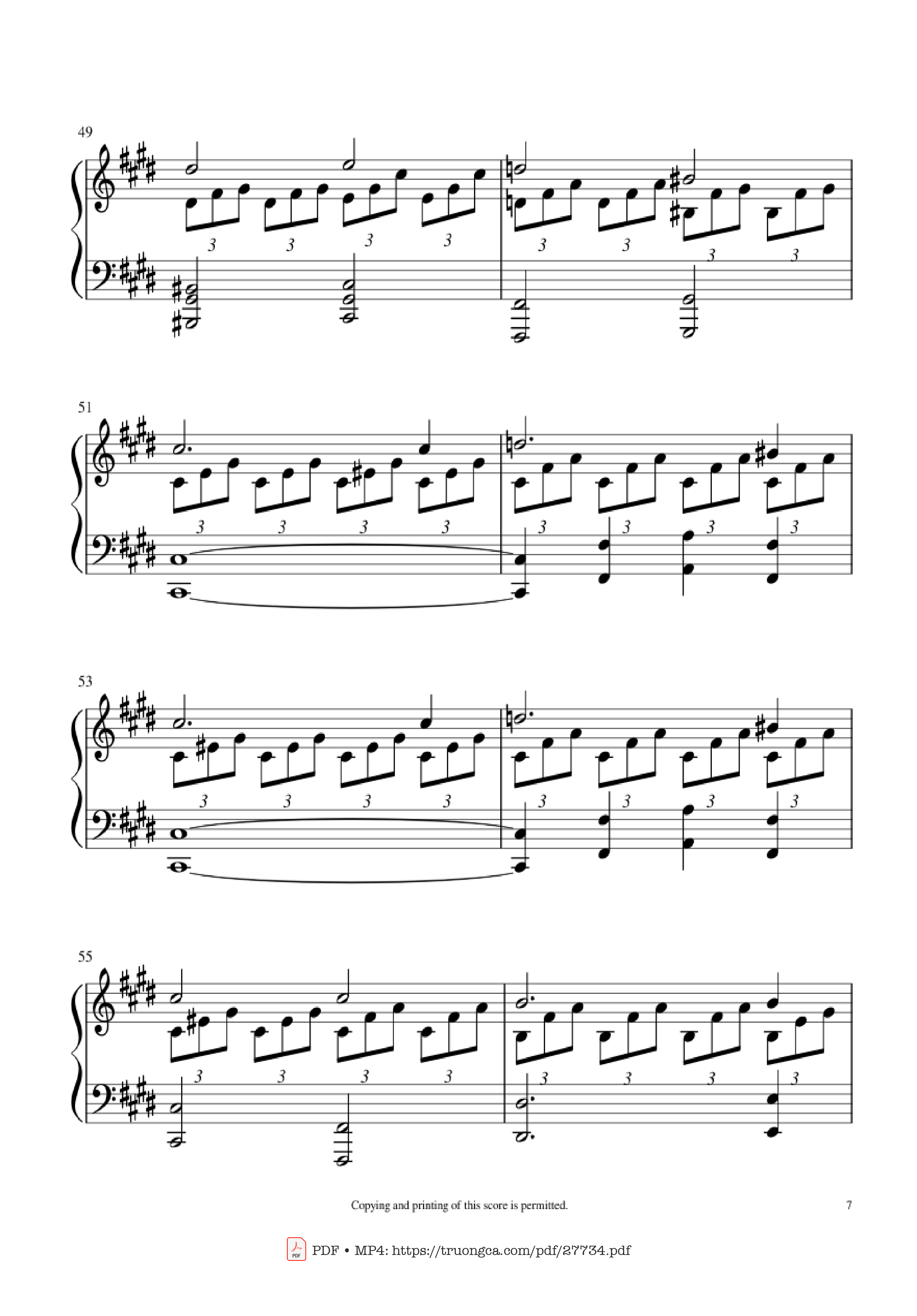Page 7 of Sheet music PDF Piano Moonlight Sonata 1st Movement Piano - Ludwig Van Beethoven