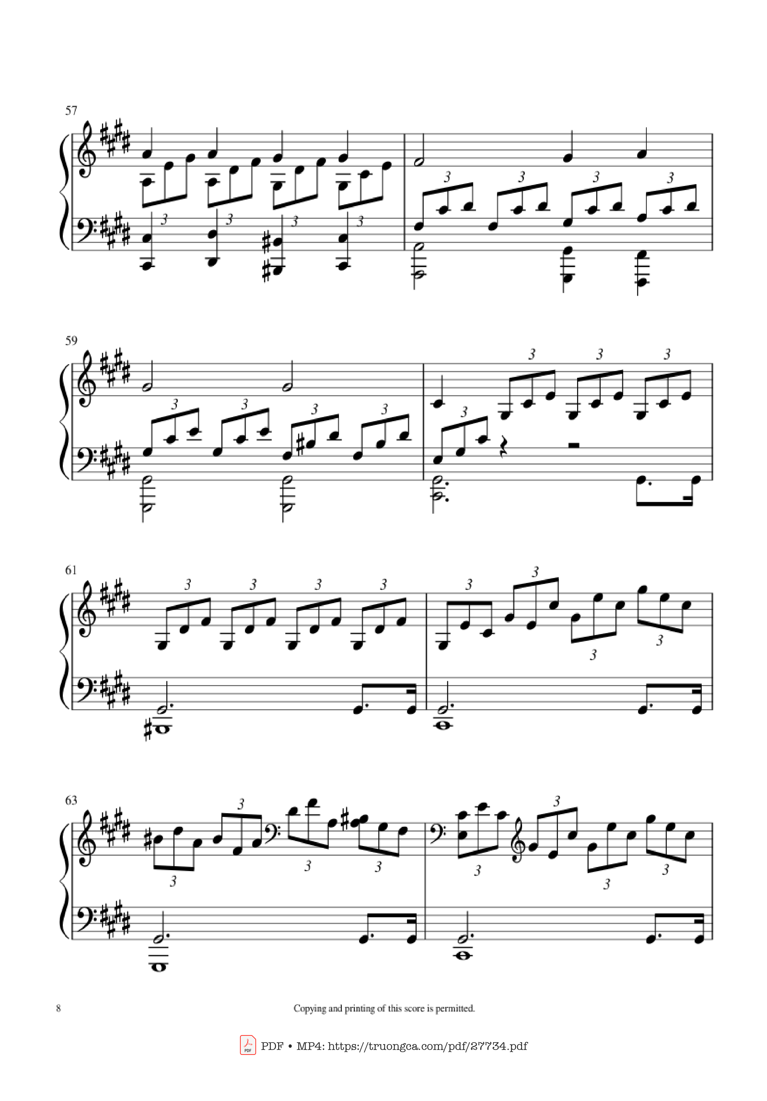 Page 8 of Sheet music PDF Piano Moonlight Sonata 1st Movement Piano - Ludwig Van Beethoven