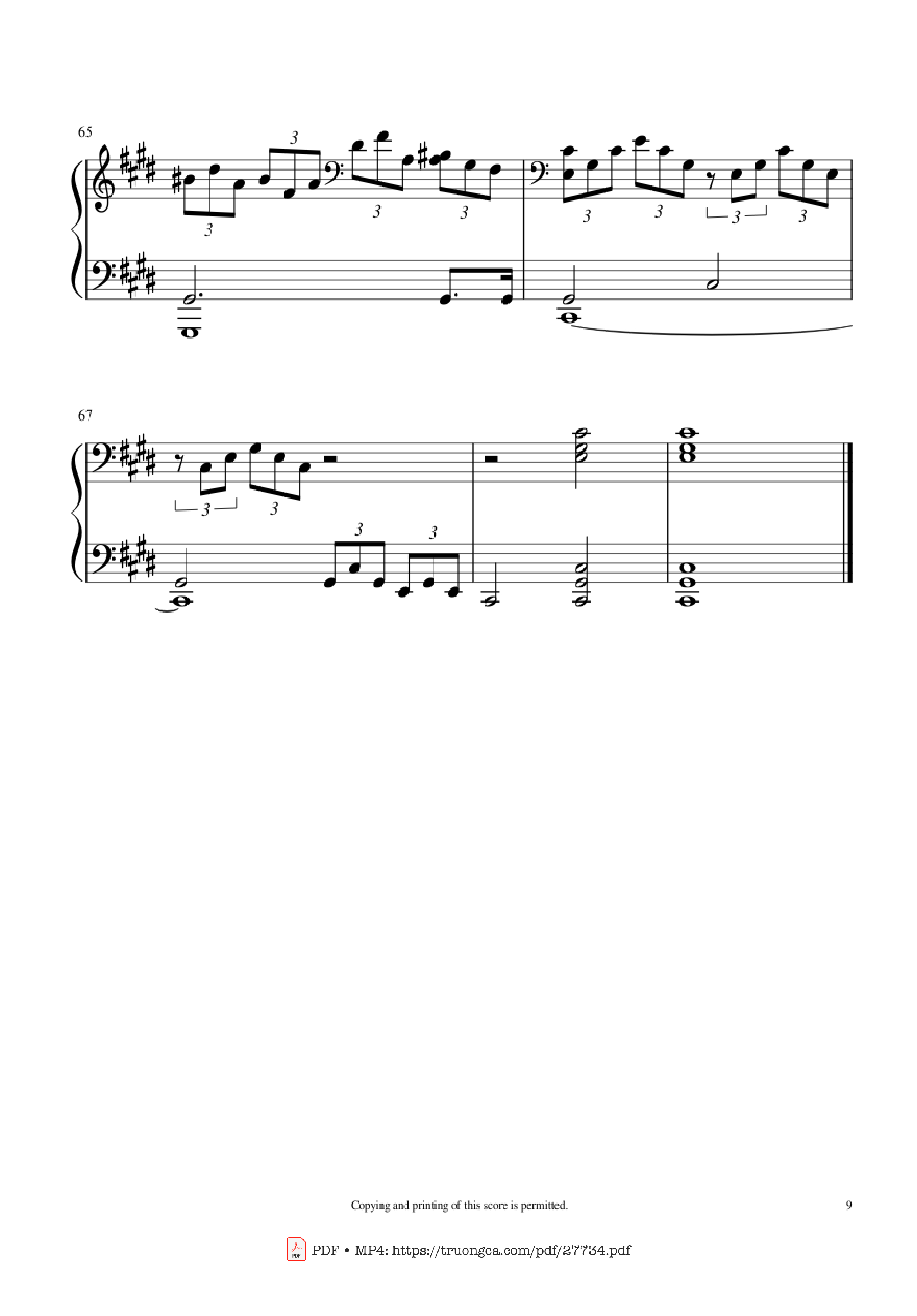 Page 9 of Sheet music PDF Piano Moonlight Sonata 1st Movement Piano - Ludwig Van Beethoven