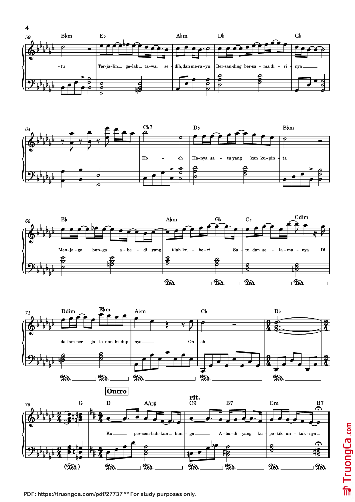 Page 4 of Sheet music PDF Piano BUNGA ABADI Piano - Rio Clappy
