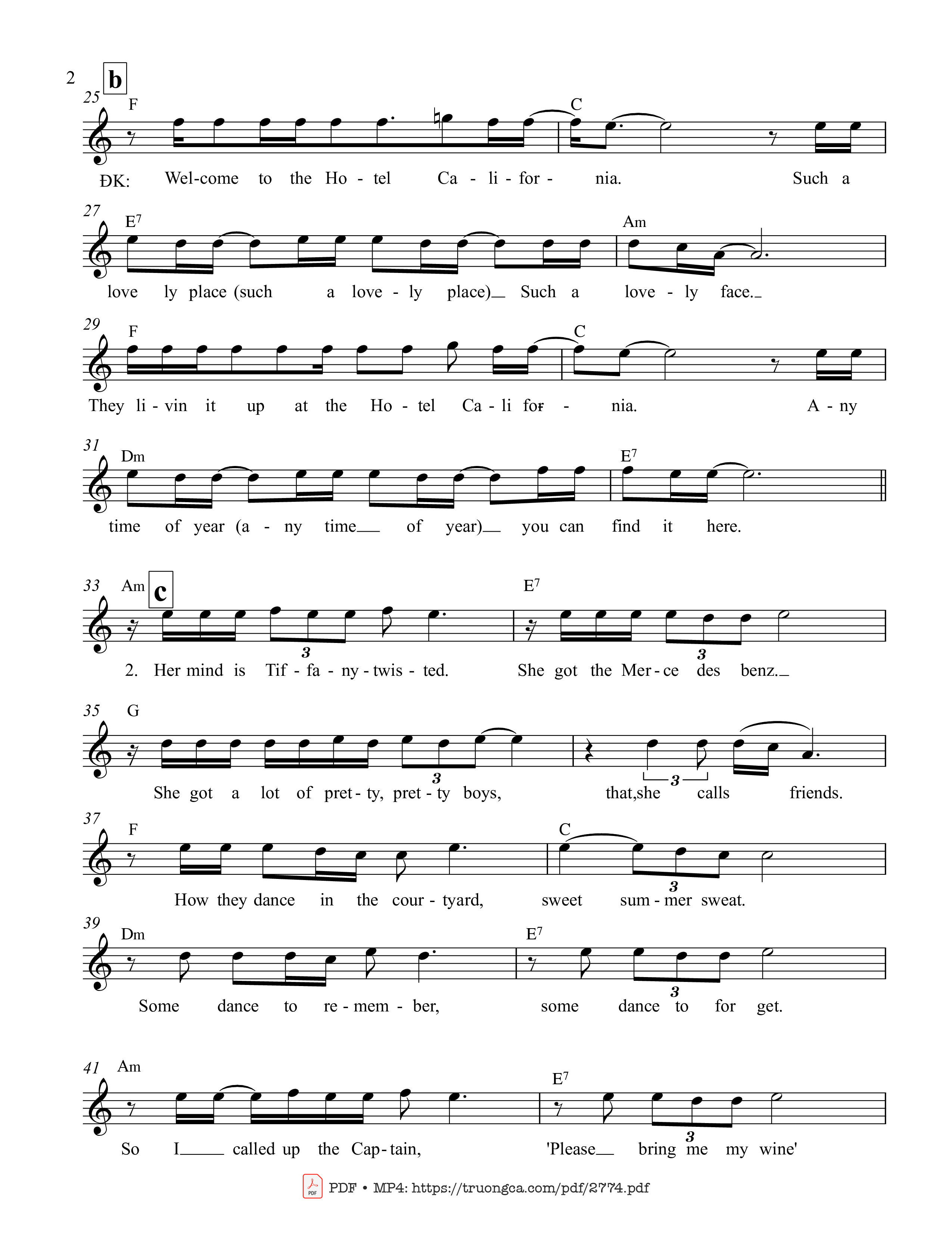 On a dark desert highway cool wind in my hair Warm smell of colitas rising up through the air, Trang 2