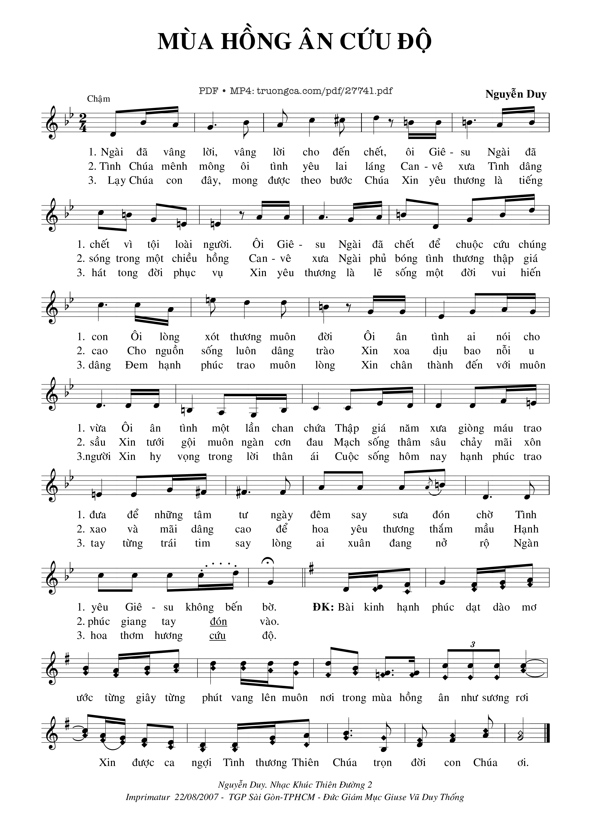 Page 1 of Sheet music PDF Mùa Hồng Ân Cứu Độ - Nguyễn Duy