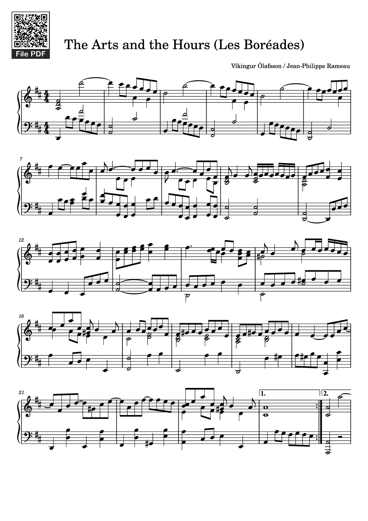 Sheet PDF of The Arts and the Hours (Les Boréades) Piano