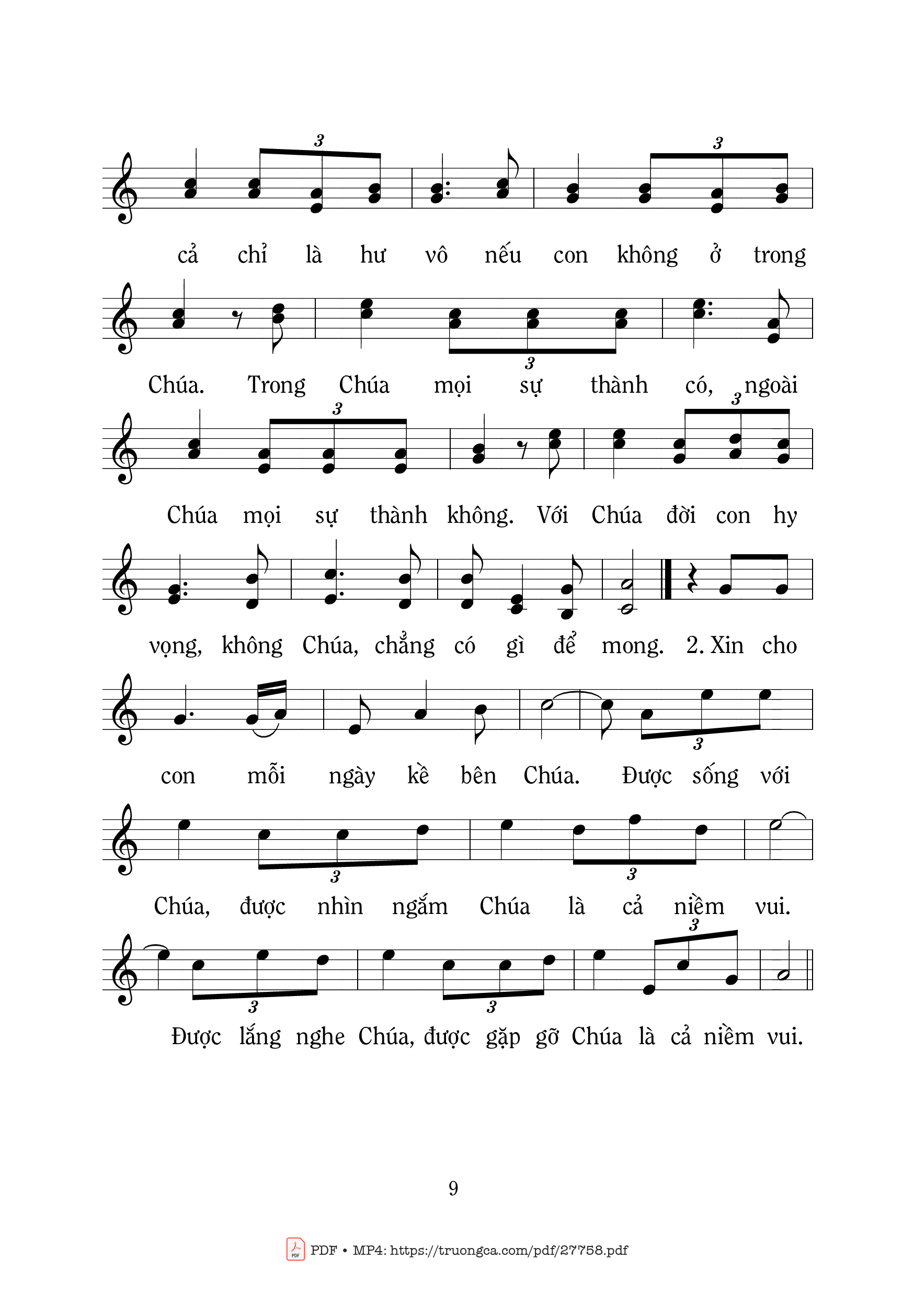 Page 2 of Sheet music PDF Trong Chúa Và Ngoài Chúa - Mi Trầm