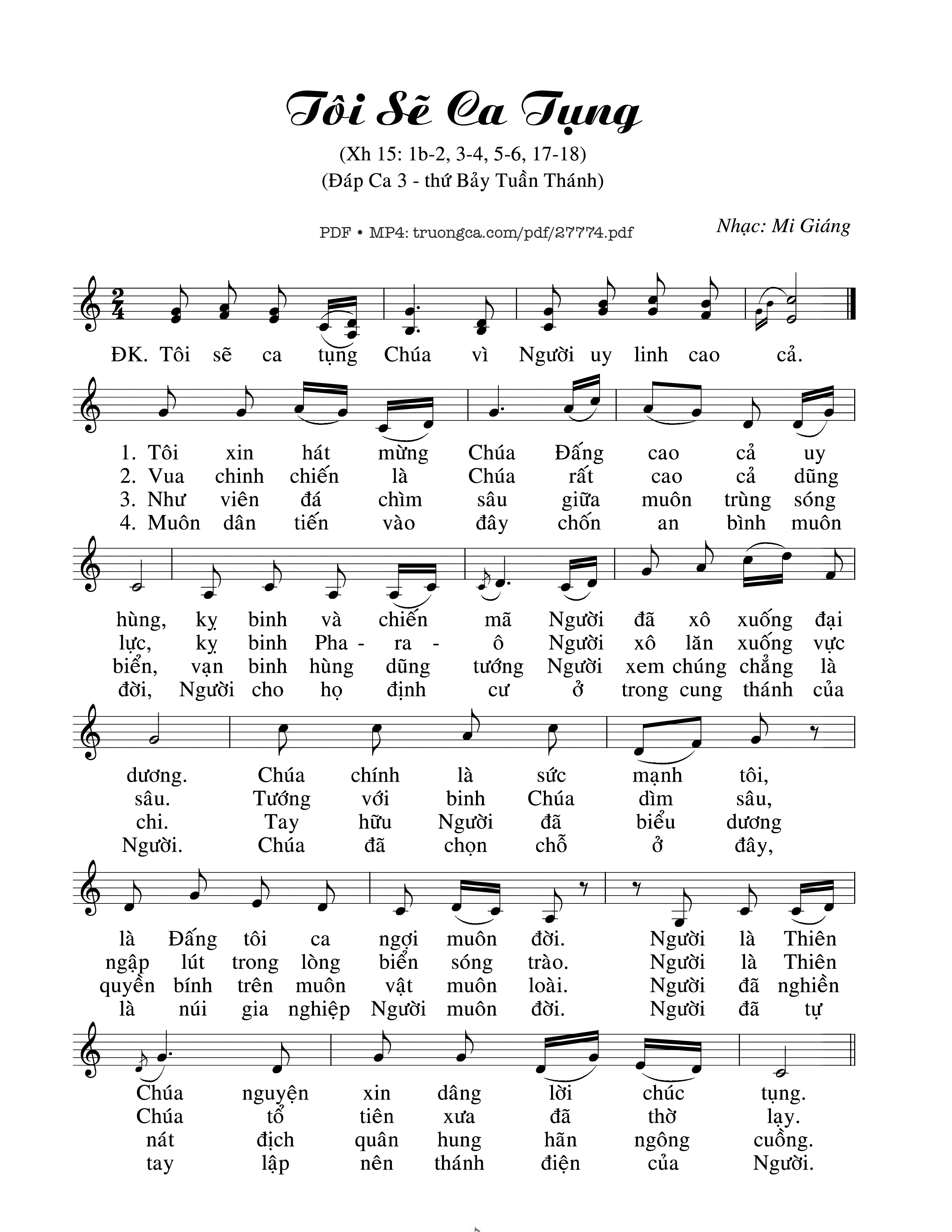 Page 1 of Sheet music PDF Tôi Sẽ Ca Tụng (Xh. 15) - Mi Giáng