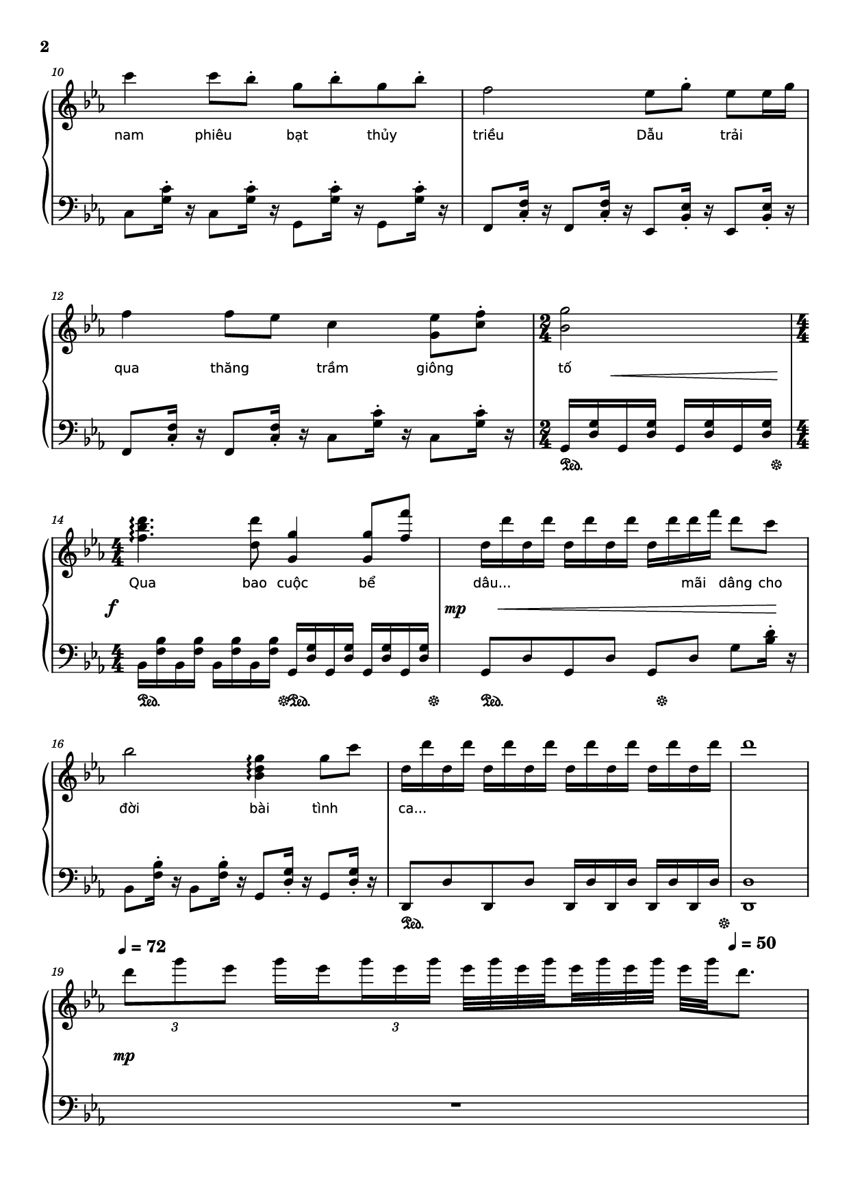 Page 2 of Sheet music PDF Piano Bài ca đất phương nam Piano - Lư Nhất Vũ