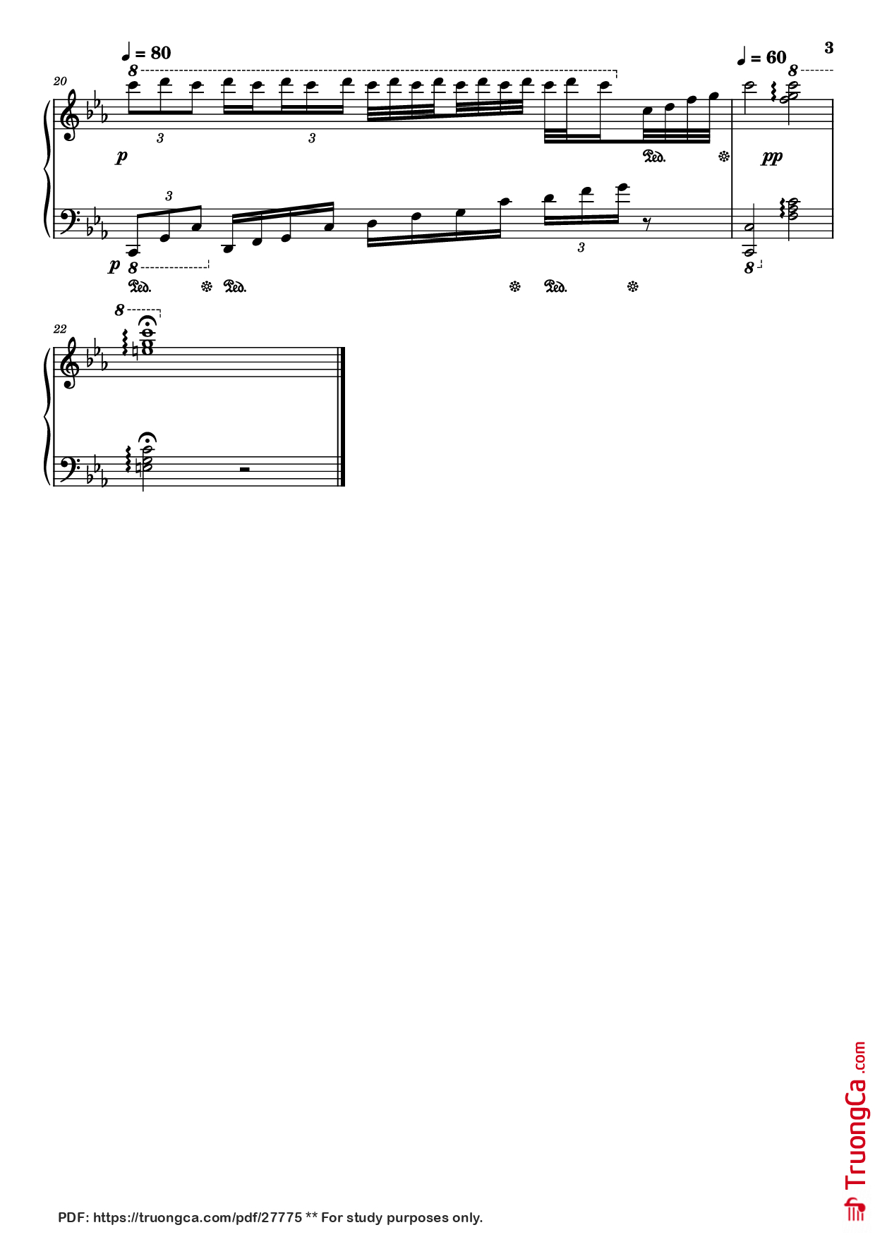Page 3 of Sheet music PDF Piano Bài ca đất phương nam Piano - Lư Nhất Vũ