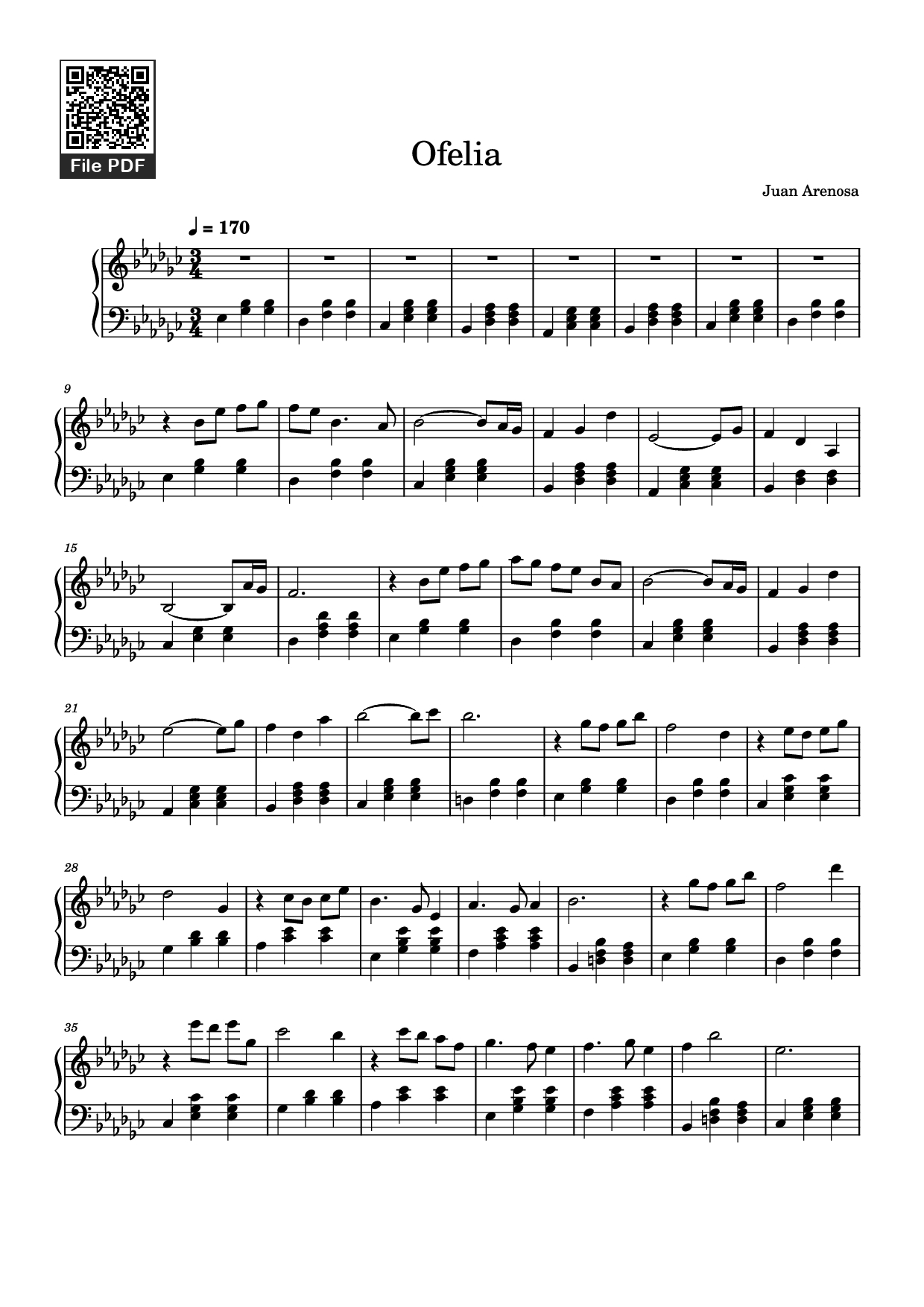 Page 1 of Sheet music PDF Piano Ofelia Piano - Juan Arenosa
