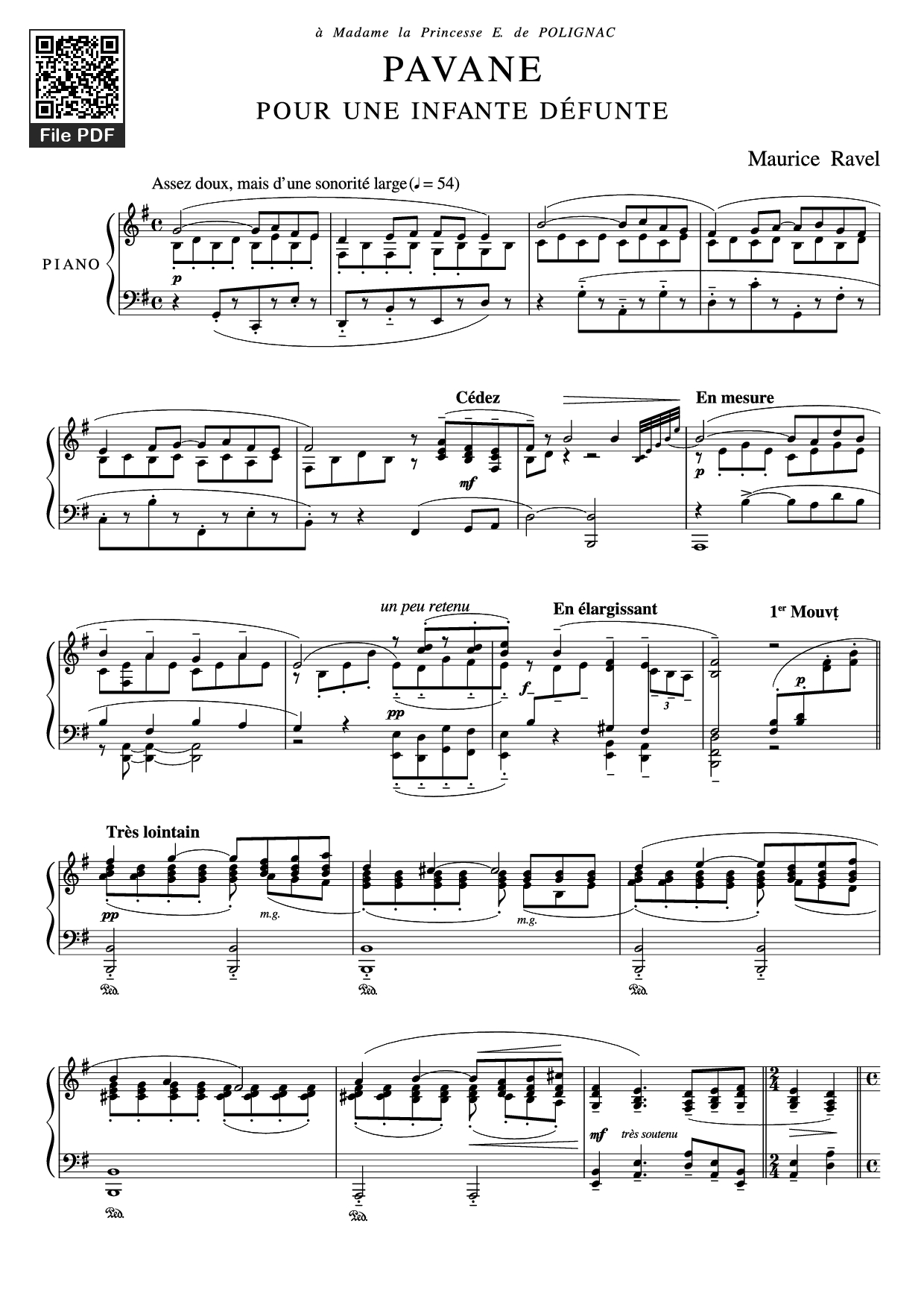 Page 1 of Sheet music PDF Piano PAVA N E Piano - Maurice Ravel