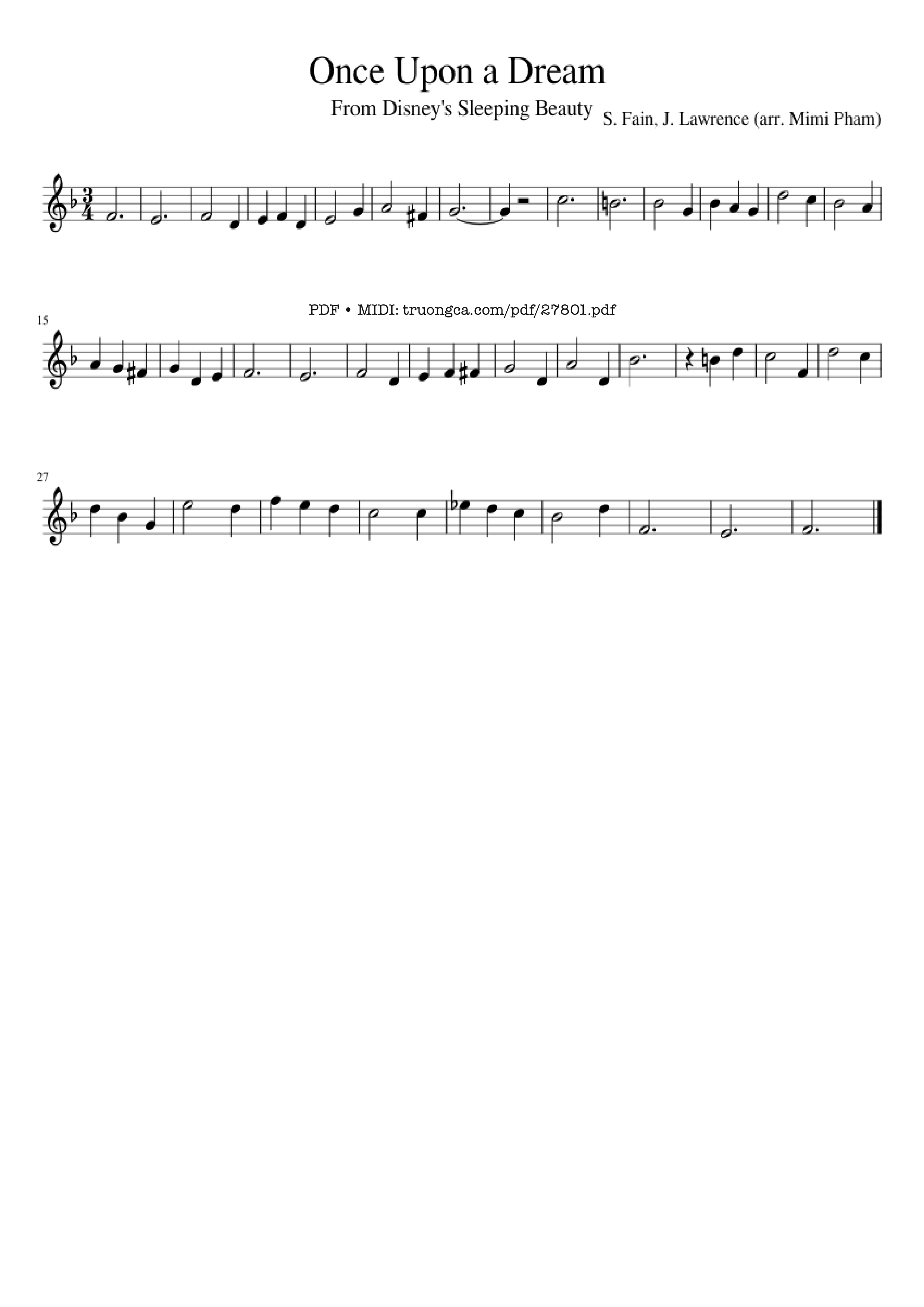 Sheet PDF of Once Upon a Dream Violin