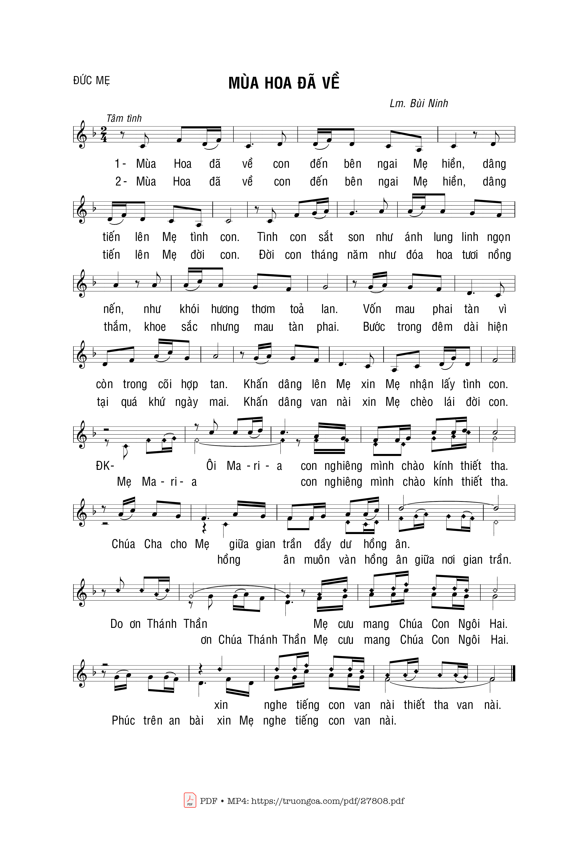 Page 1 of Sheet music PDF Mùa Hoa Đã Về - Bùi Ninh