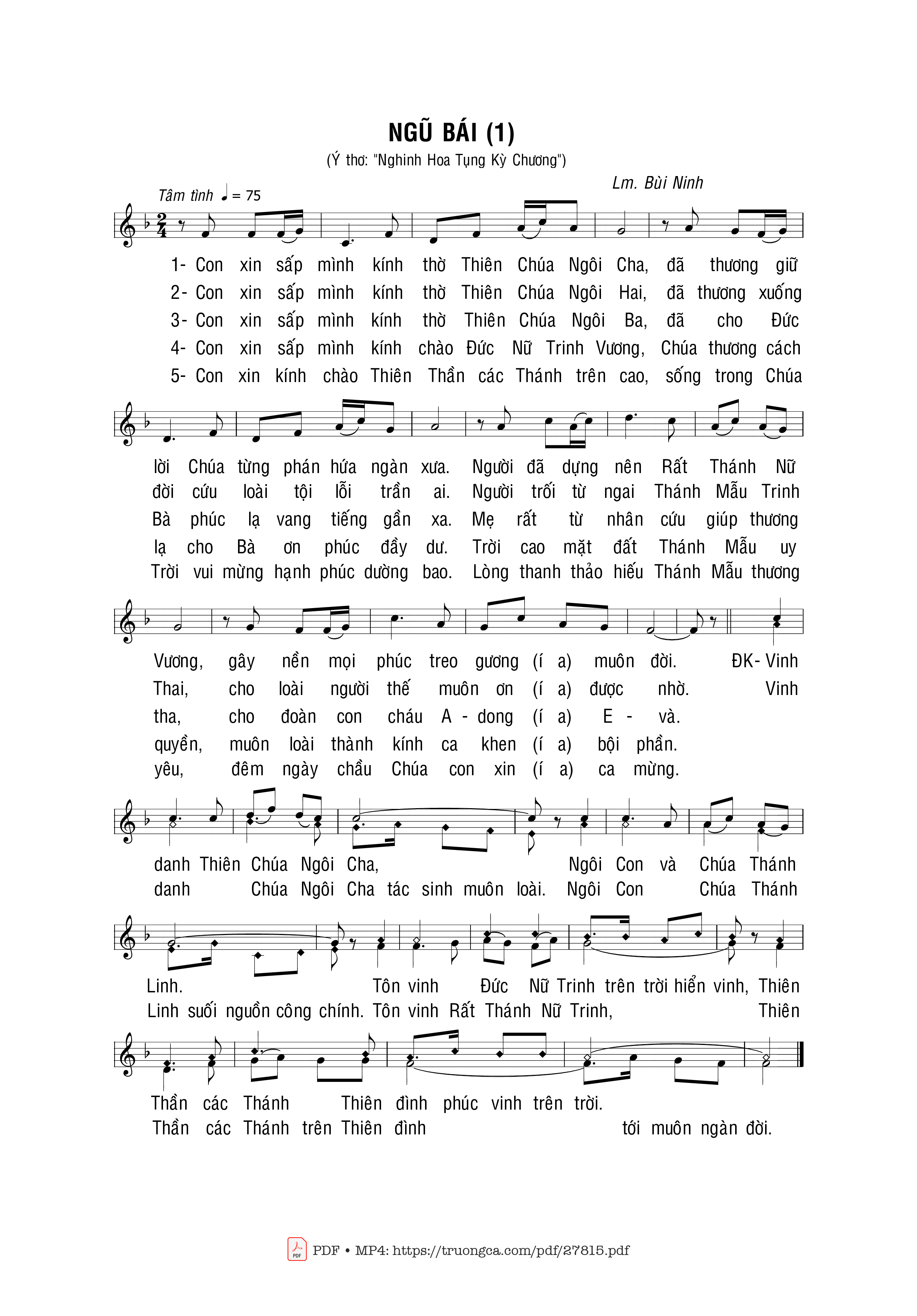 Sheet PDF of Ngũ Bái I - Bùi Ninh