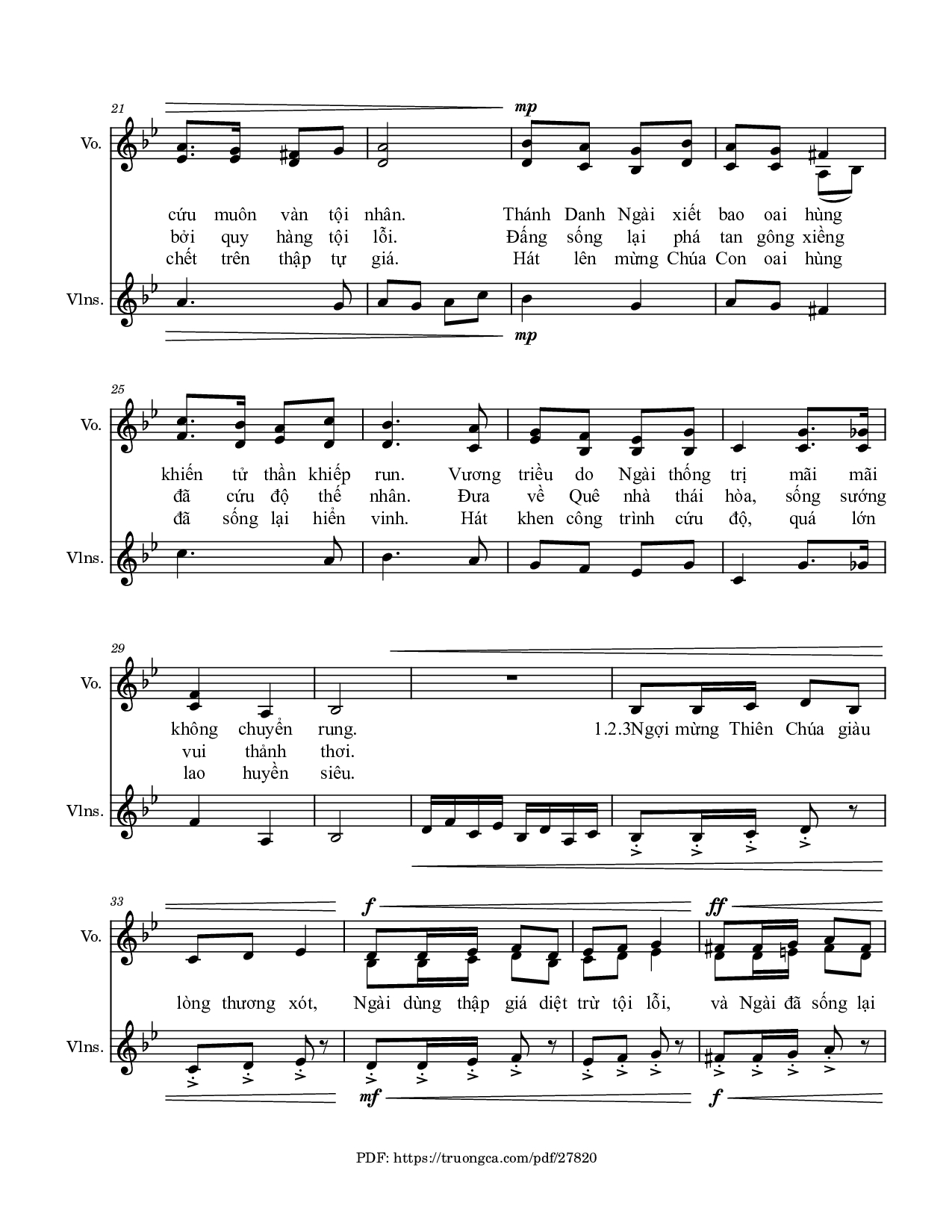 Page 2 of Sheet music PDF Khải Hoàn Ca Alleluia (bè Violin) - Phùng Minh Mẫn