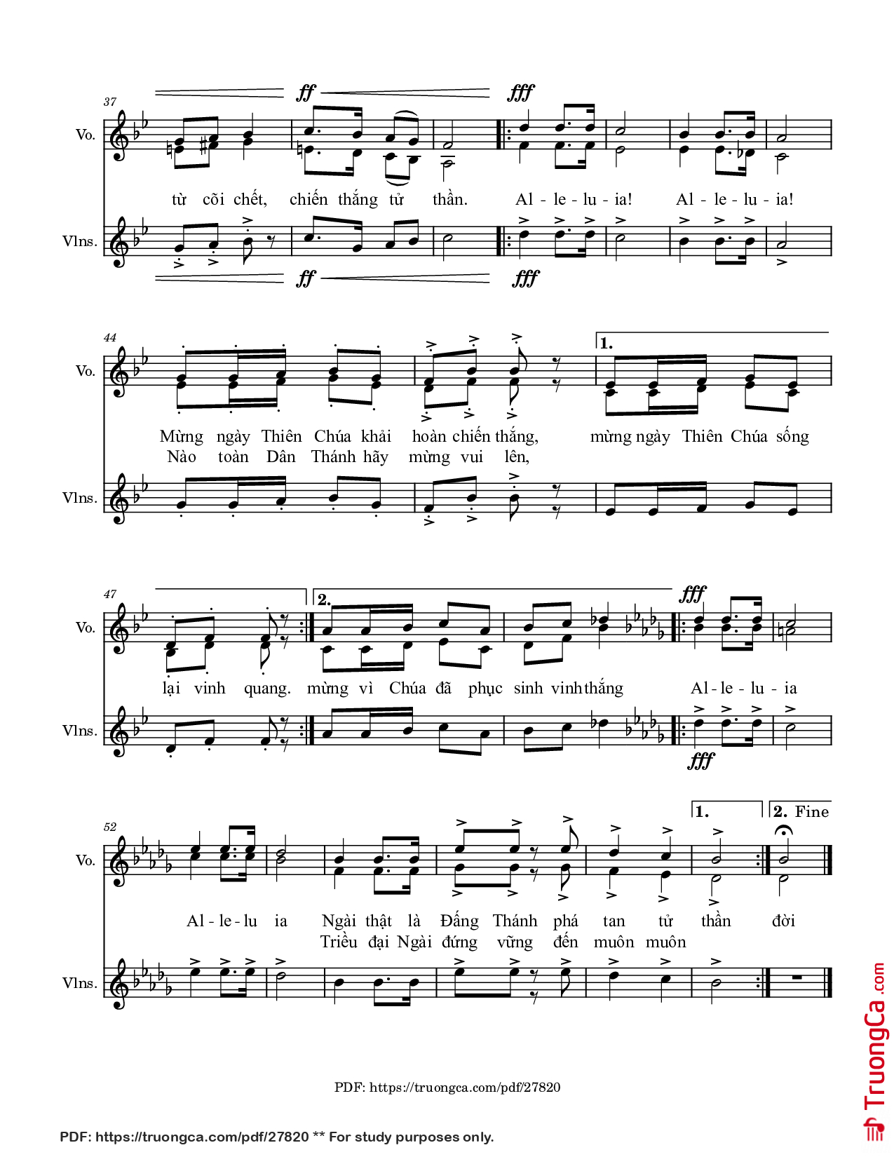 Page 3 of Sheet music PDF Khải Hoàn Ca Alleluia (bè Violin) - Phùng Minh Mẫn