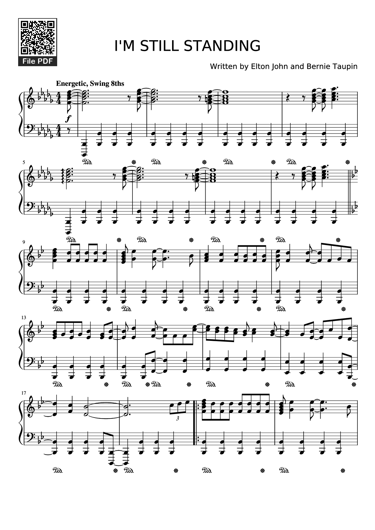 Sheet PDF of I'M STILL STANDING Piano