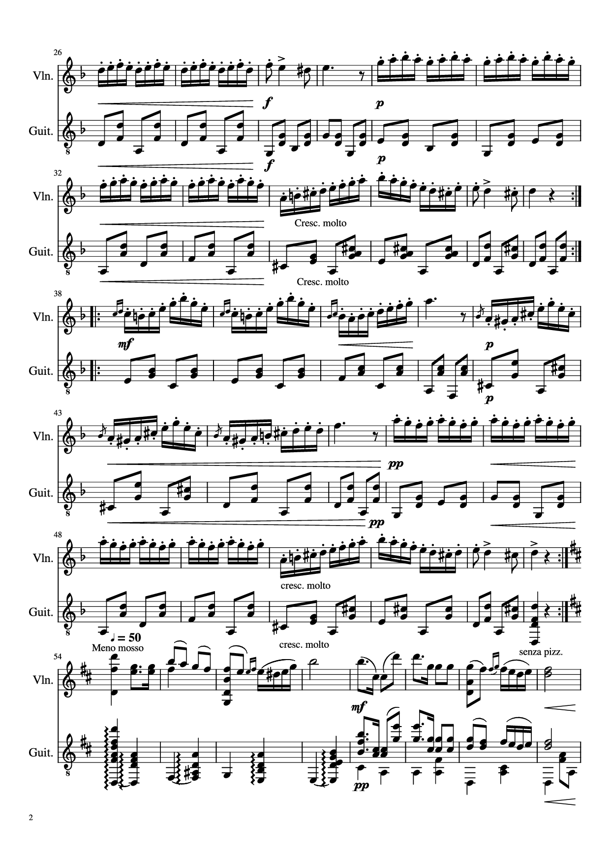 Page 2 of Sheet music PDF Czardas Guitar TAB - Vittorio Monti