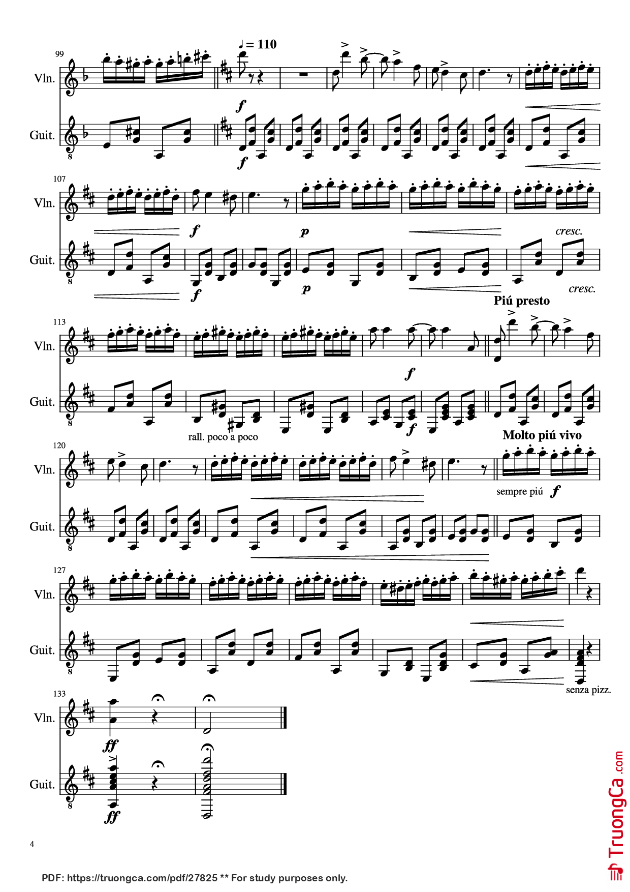 Page 4 of Sheet music PDF Czardas Guitar TAB - Vittorio Monti