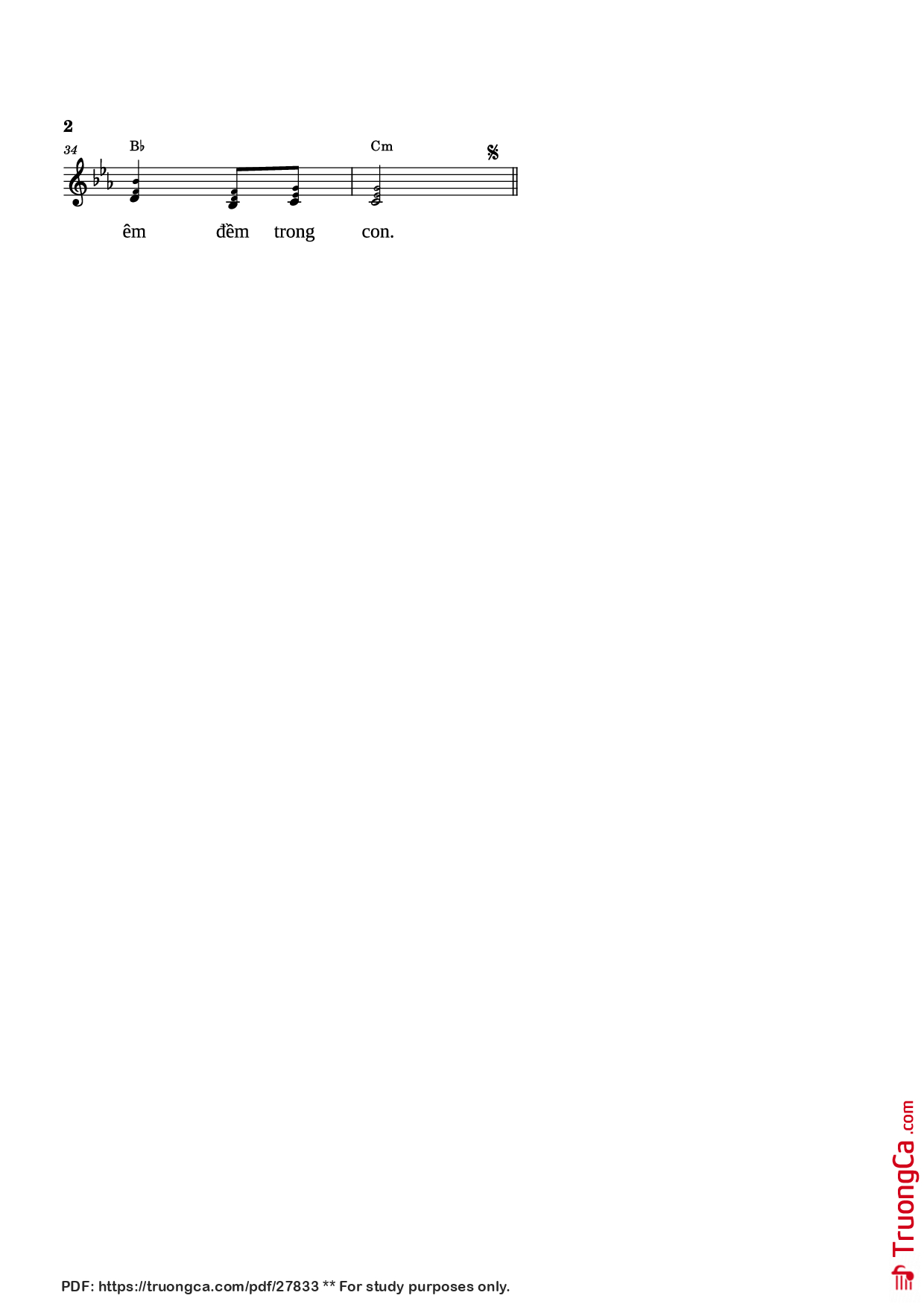 Page 2 of Sheet music PDF Xa Mặt Trời - HOÀNG NAM