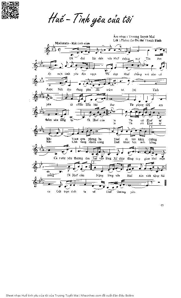 Sheet PDF of Huế tình yêu của tôi