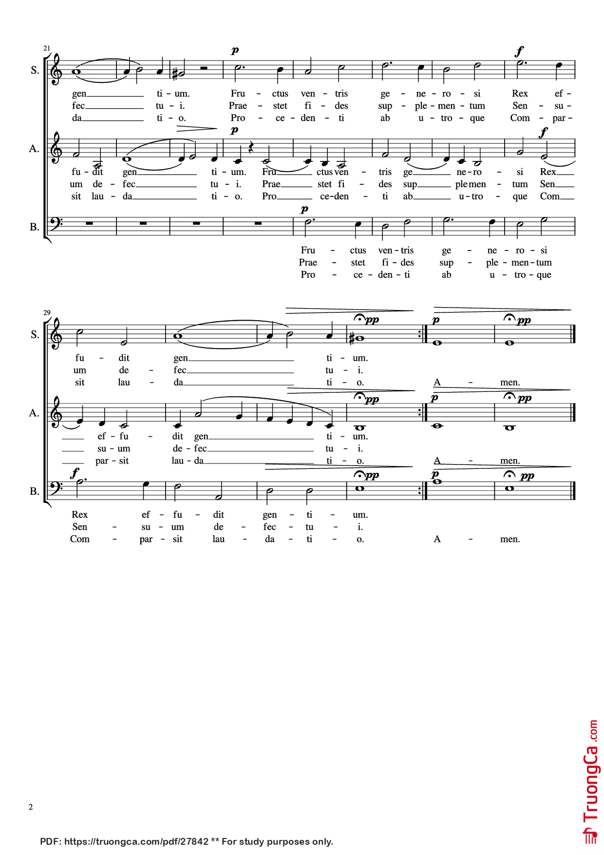 Page 2 of Sheet music PDF Pange Lingua - Zoltan Kodaly