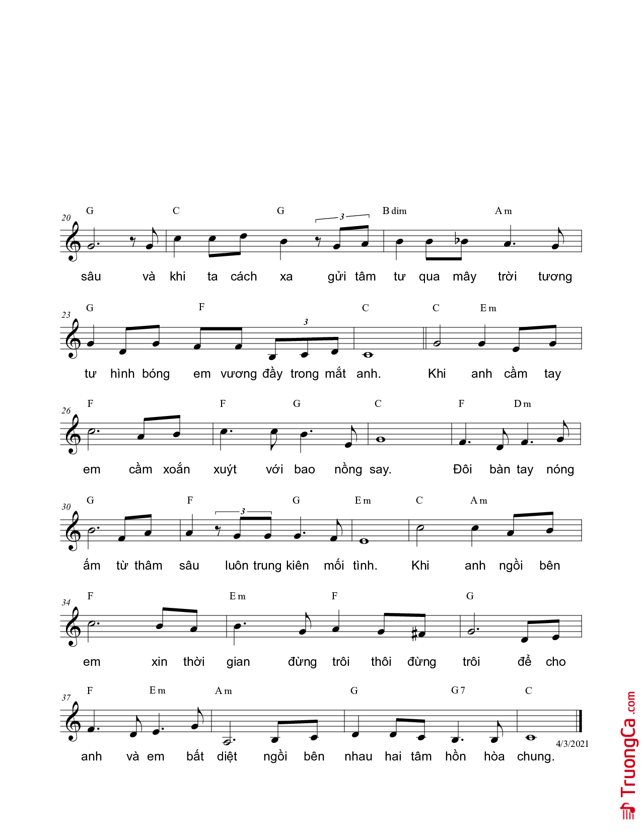 Page 2 of Sheet music PDF Khi nhìn em cười - Nguyên Bích