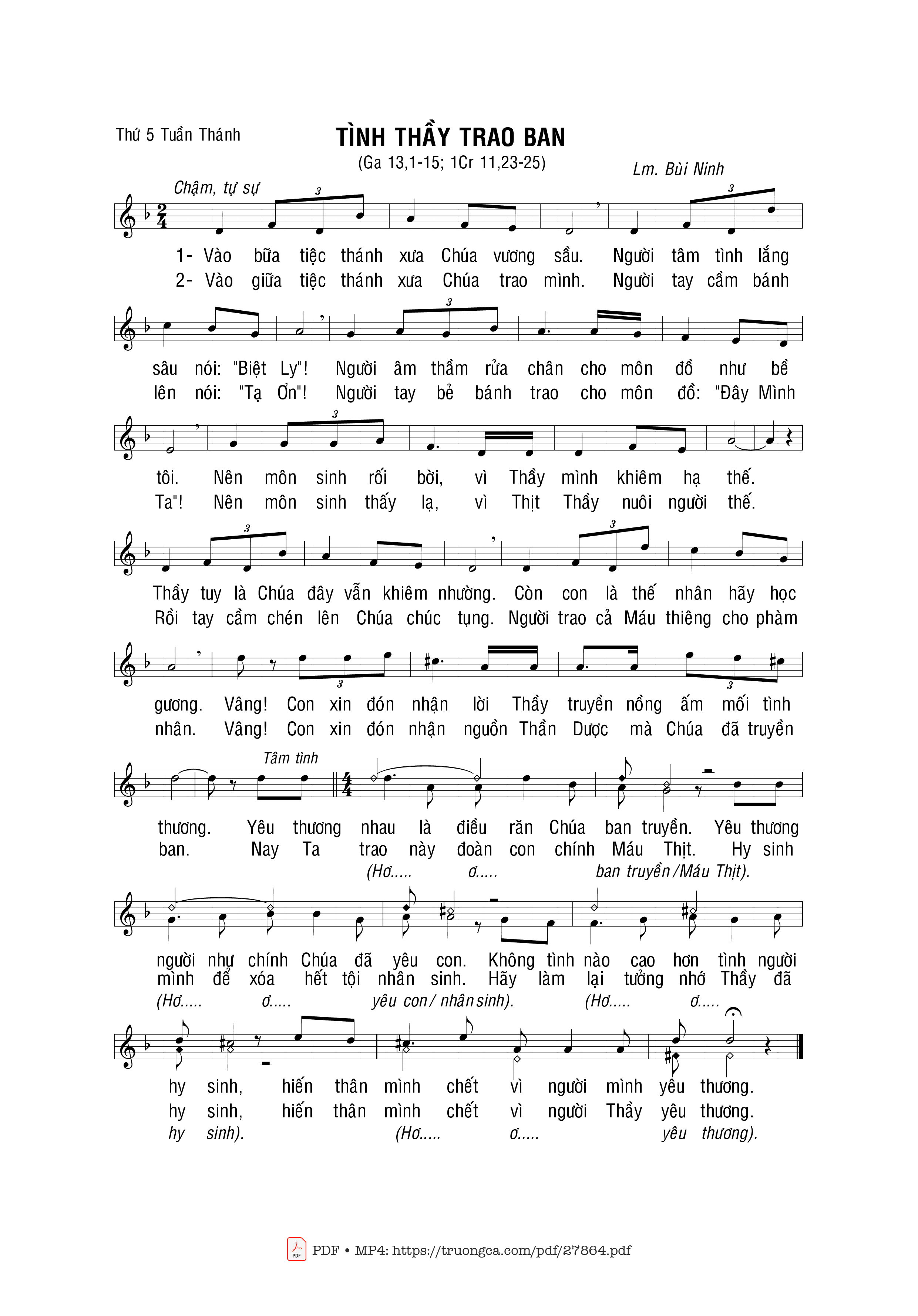 Sheet PDF of Tình Thầy Trao Ban