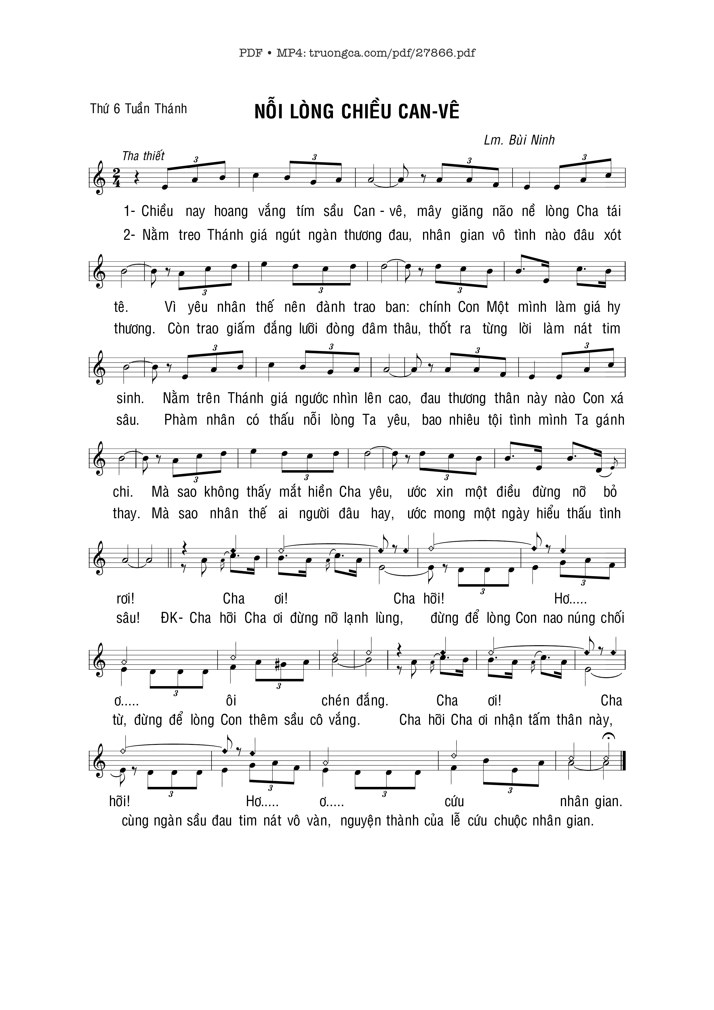 Sheet PDF of Nỗi Lòng Chiều Canvê