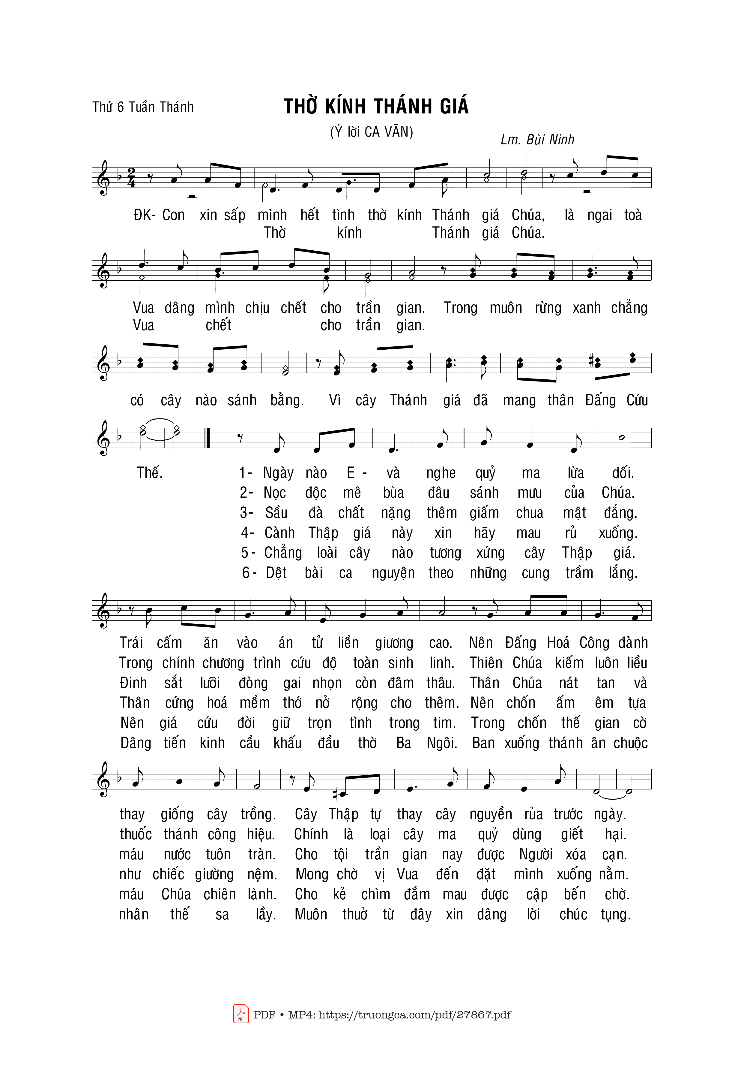 Sheet PDF of Thờ Kính Thánh Giá