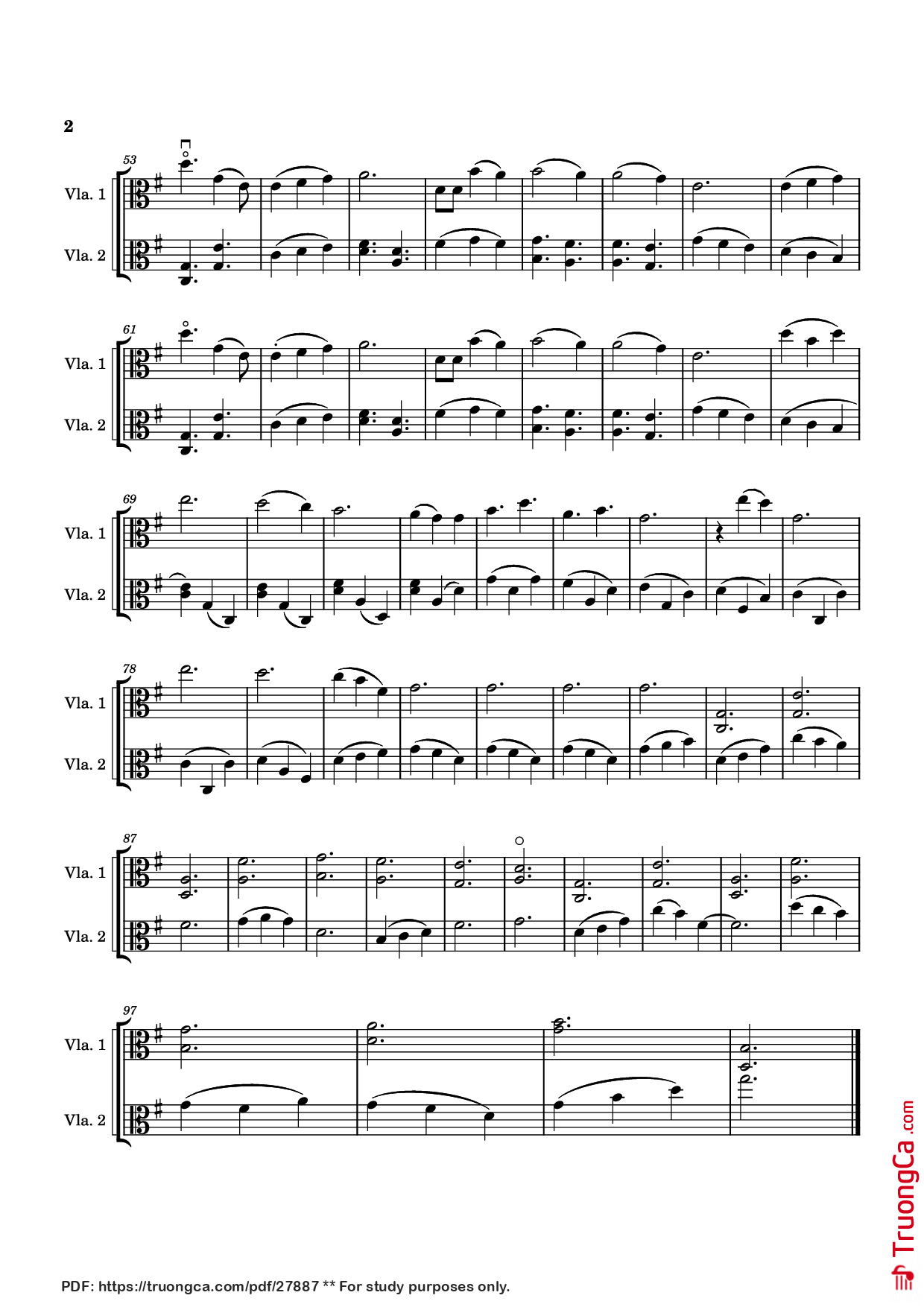 Page 2 of Sheet music PDF Blue (abridged Viola) - Pyron