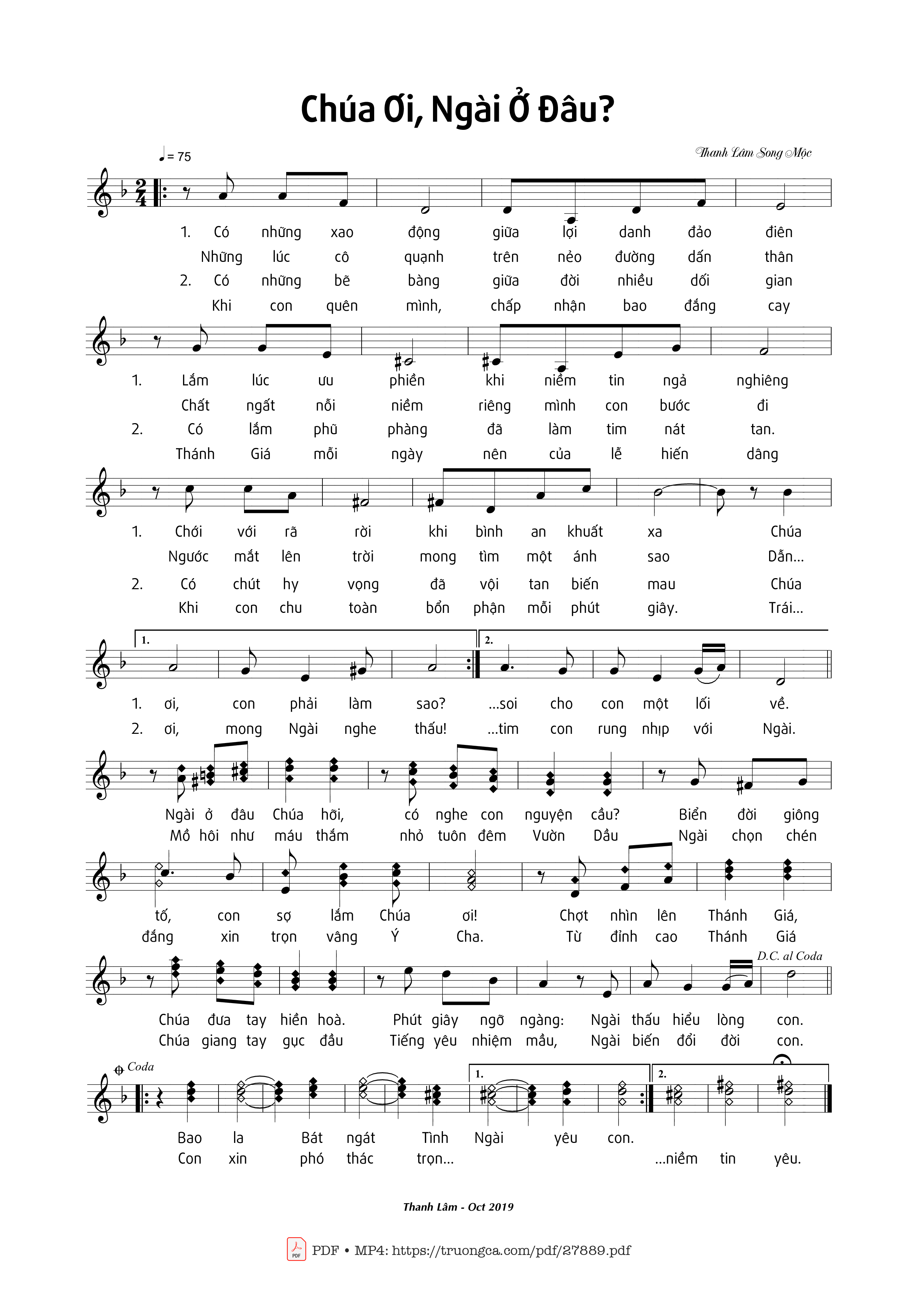 Sheet PDF of Chúa Ơi, Ngài Ở Đâu?