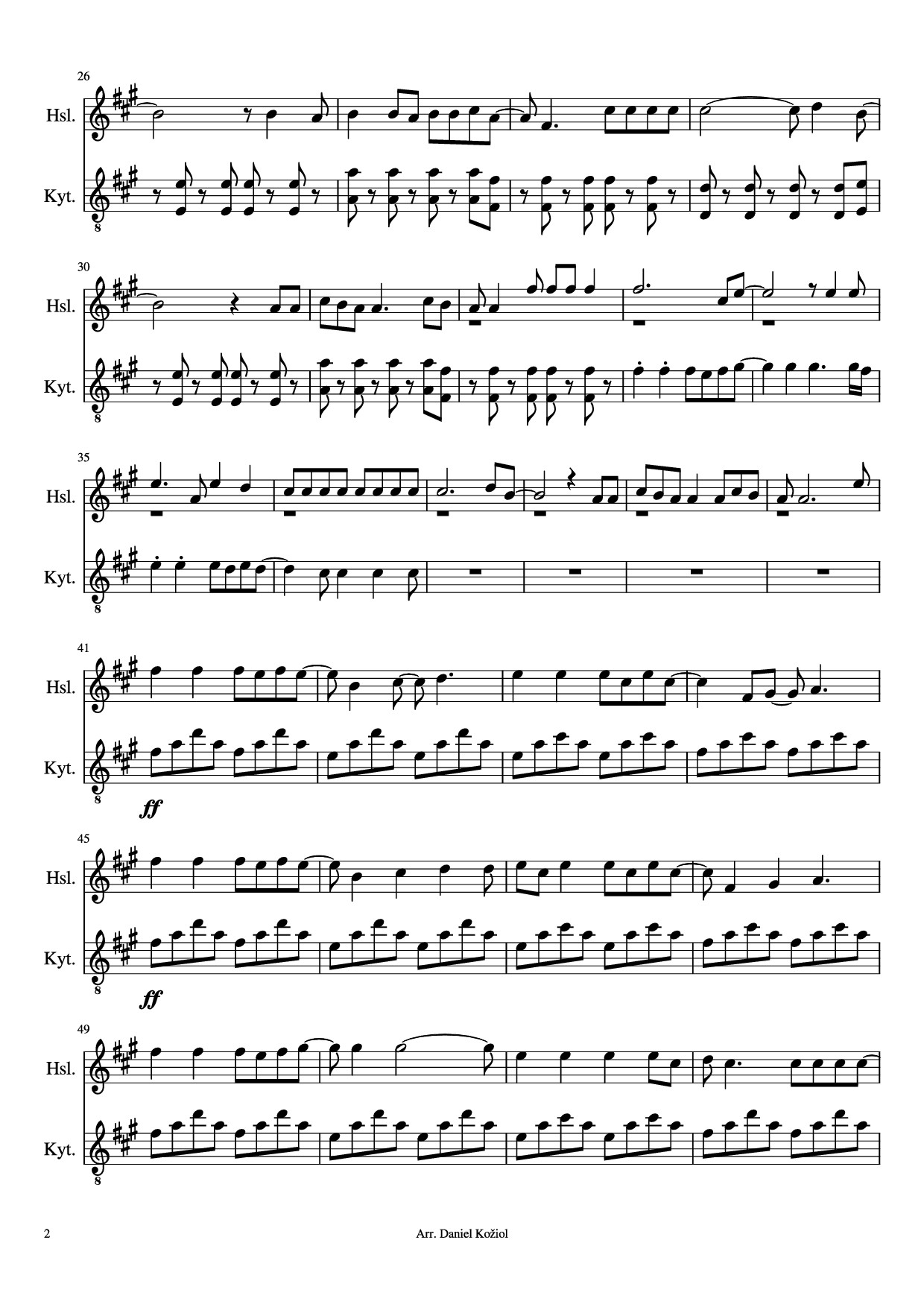 Page 2 of Sheet music PDF Guitar Tab Viva La Vida Violin - Coldplay Arr. Daniel Kožiol