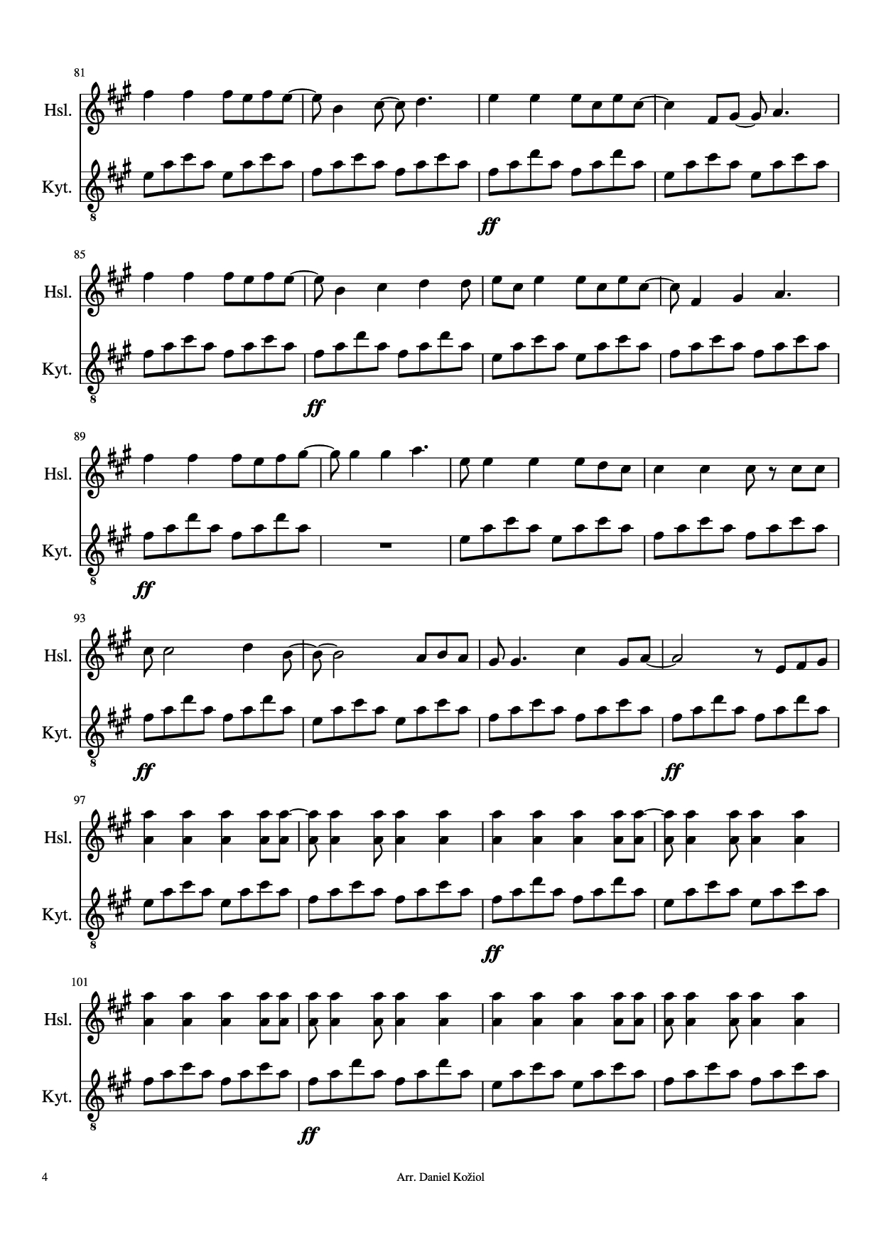 Page 4 of Sheet music PDF Guitar Tab Viva La Vida Violin - Coldplay Arr. Daniel Kožiol