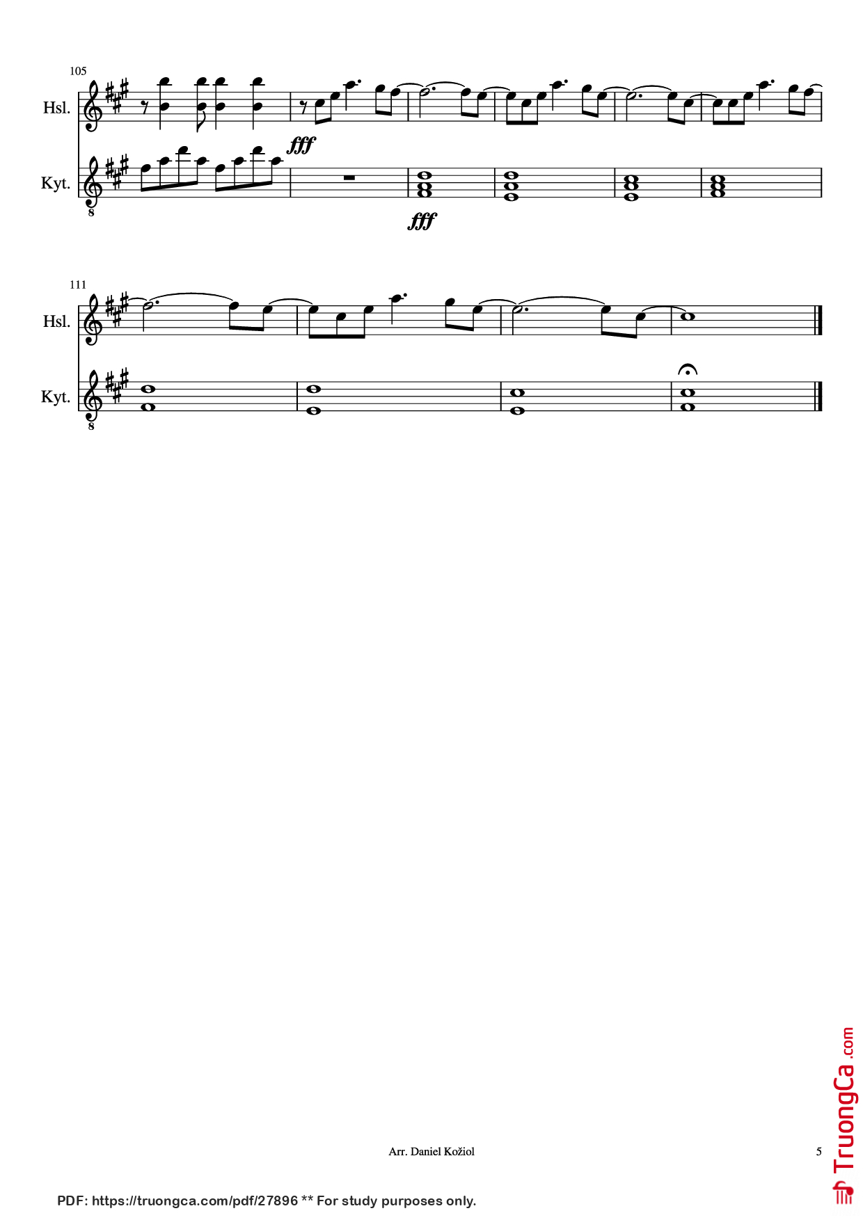 Page 5 of Sheet music PDF Guitar Tab Viva La Vida Violin - Coldplay Arr. Daniel Kožiol