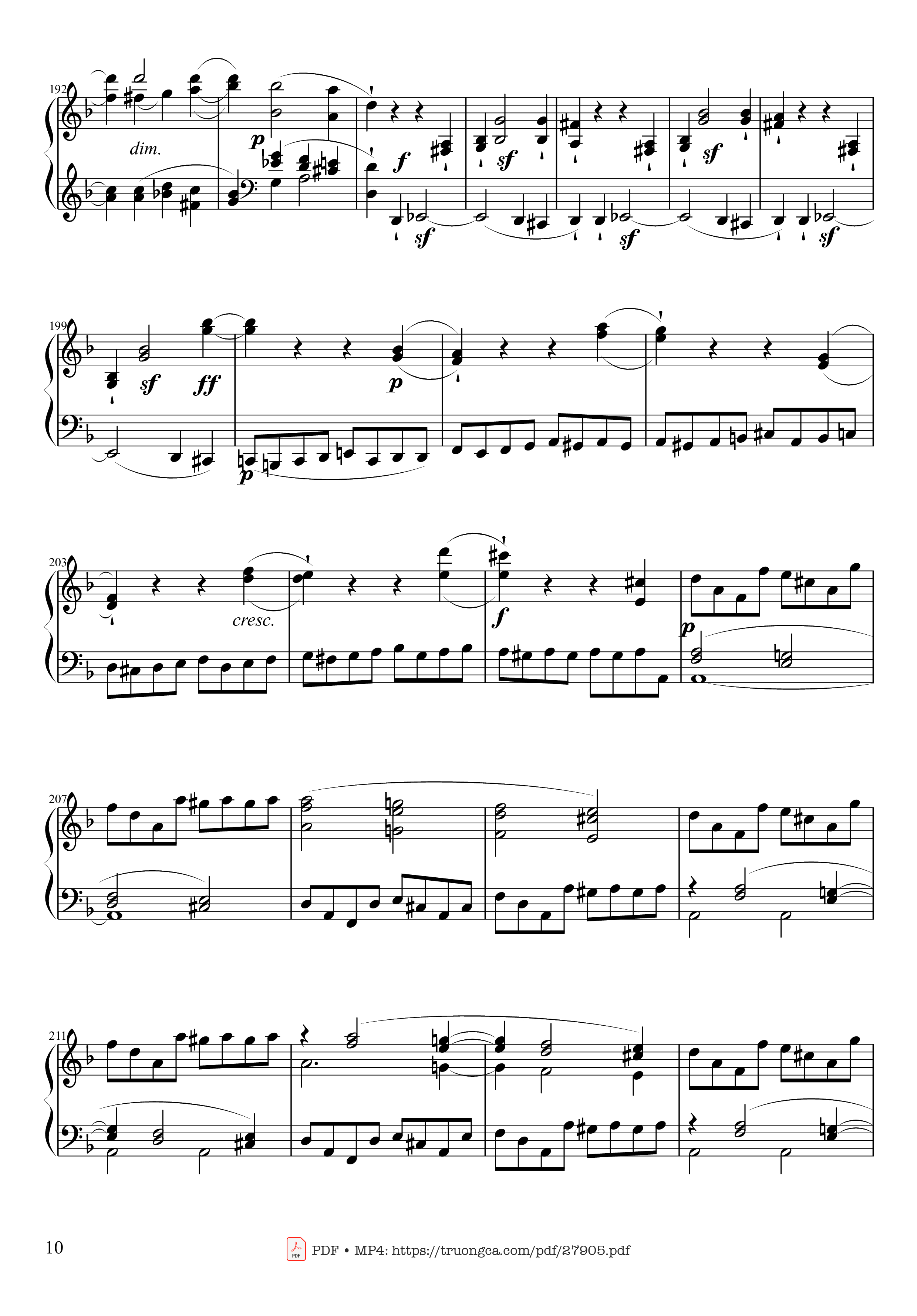 Page 10 of Sheet music PDF Piano Sonate No. 17, Tempest (1st Movement) - Ludwig van Beethoven