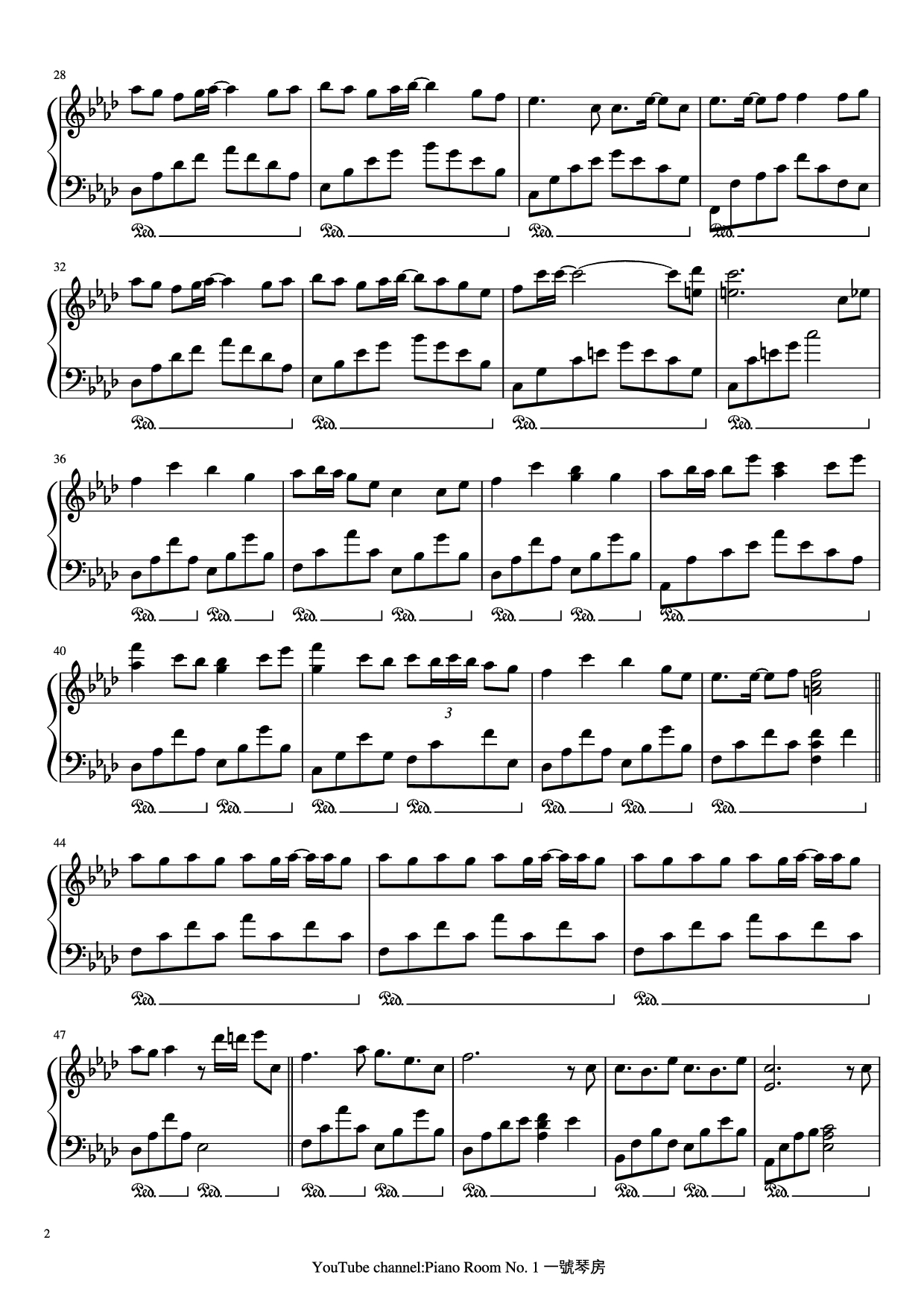 Page 2 of Sheet music PDF Piano 朧月 Hazy moon Piano - Arr. by PianoRoomNo.1 Original Music by 流星P