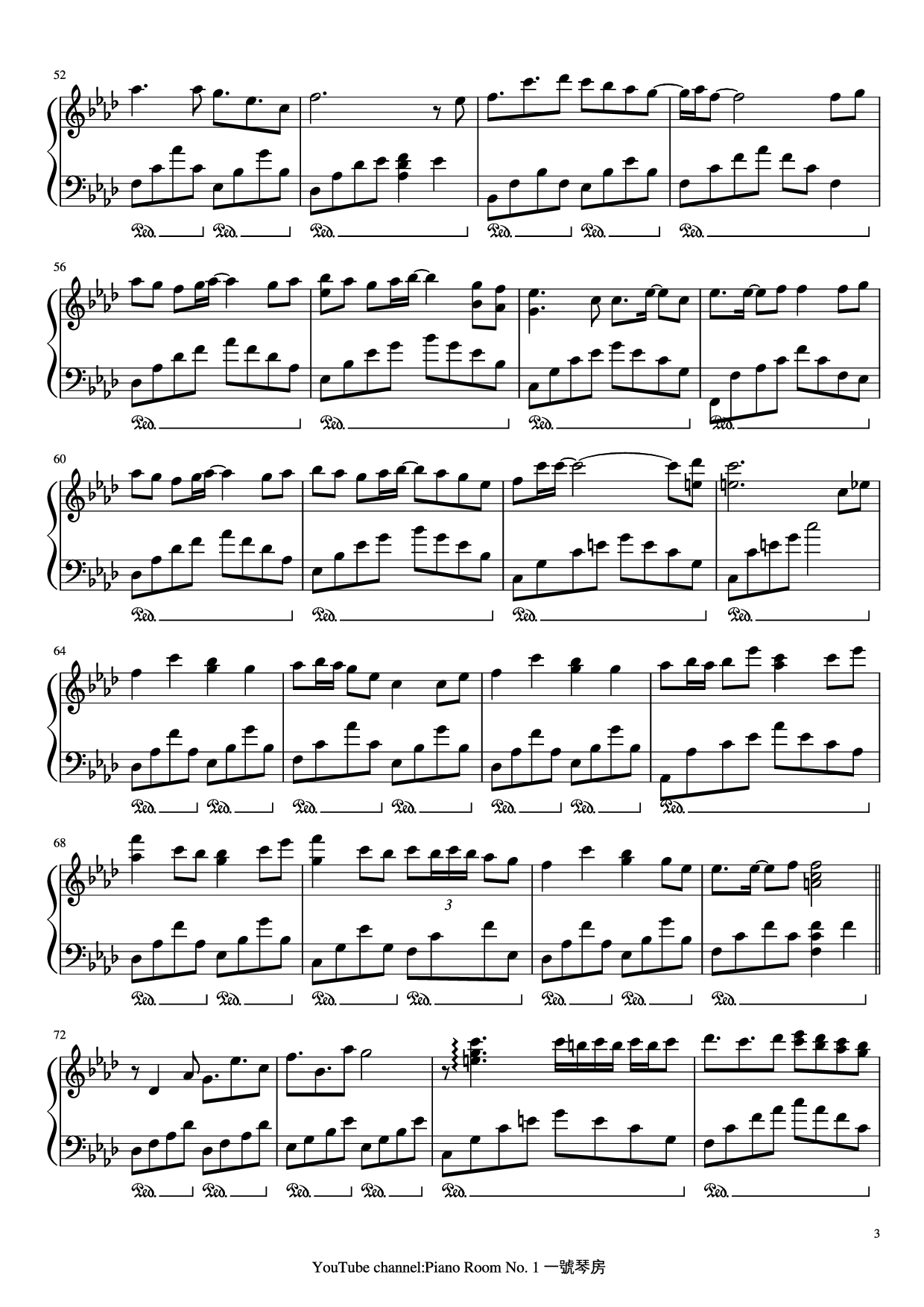 Page 3 of Sheet music PDF Piano 朧月 Hazy moon Piano - Arr. by PianoRoomNo.1 Original Music by 流星P